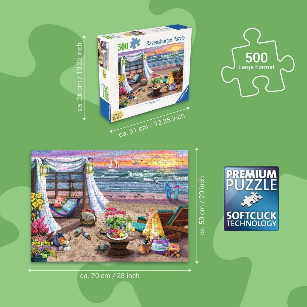 Alternative view of Ravensburger - Cabana Retreat - 500 Piece Large Format Jigsaw Puzzle - Enjoy Peaceful, Salty Breezes and a Stunning Ocean Sunset - Frameable - Premium Quality - Puzzles for Adults