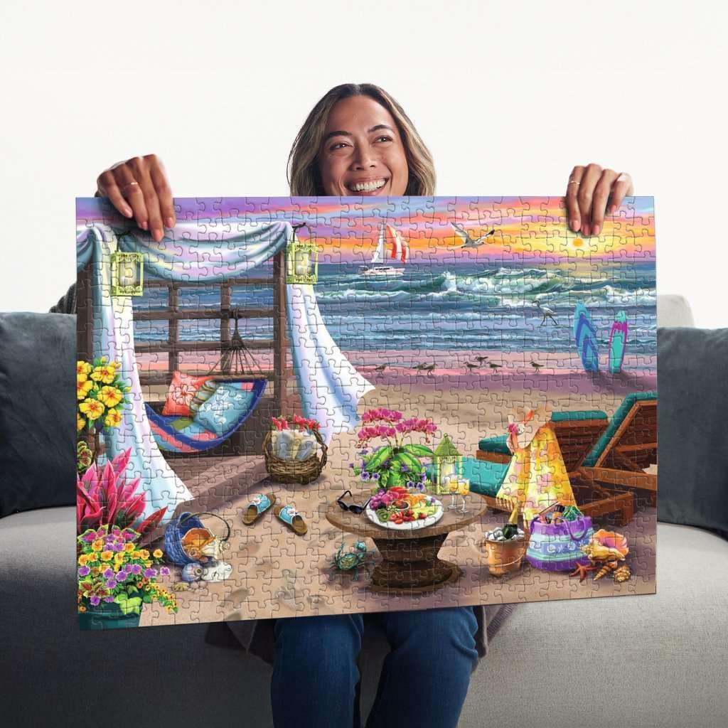 Ravensburger - Cabana Retreat - 500 Piece Large Format Jigsaw Puzzle - Enjoy Peaceful, Salty Breezes and a Stunning Ocean Sunset - Frameable - Premium Quality - Puzzles for Adults - Image 5