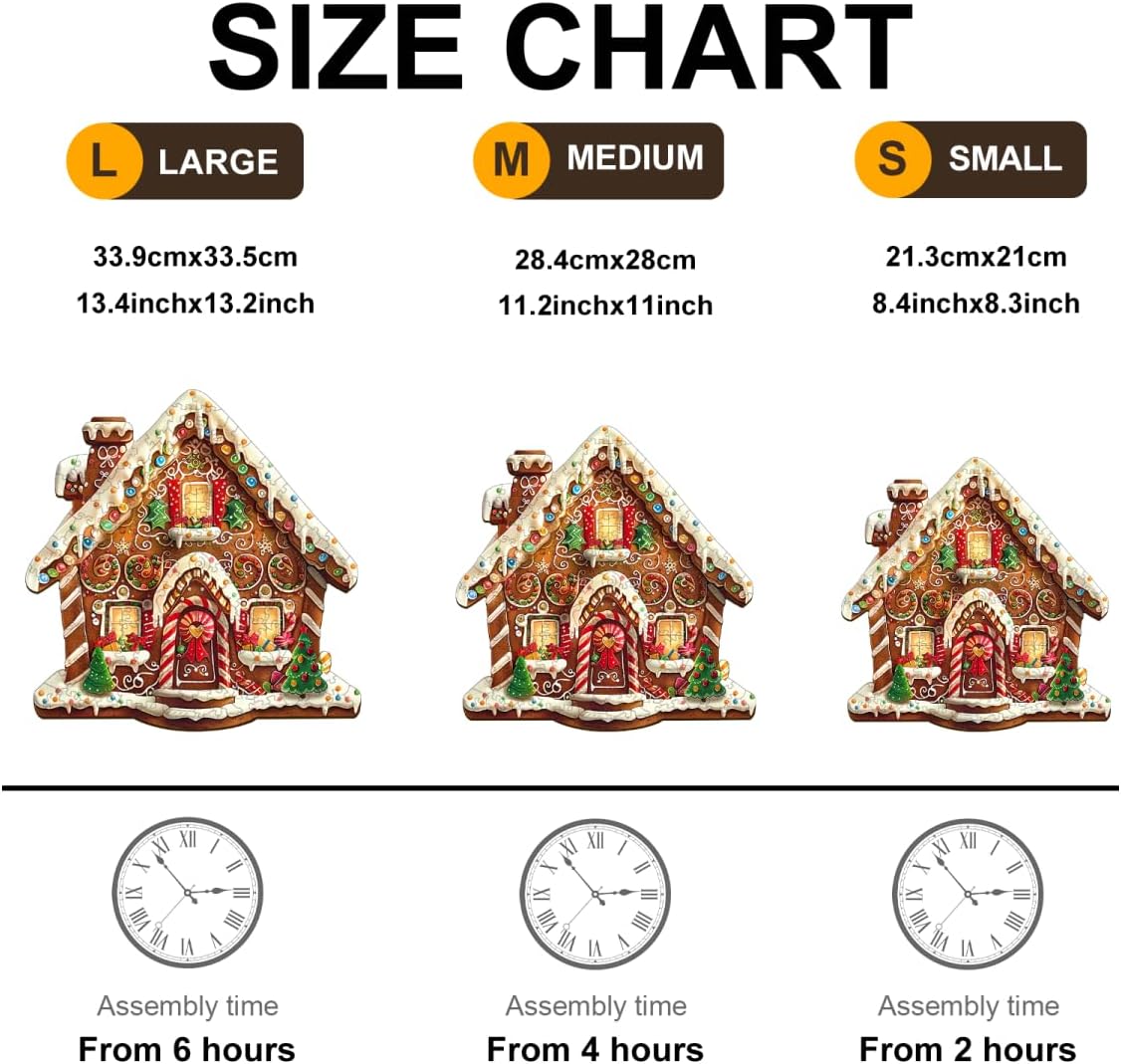 Jollitot Wooden Puzzles Adults, Christmas Gingerbread House Wooden Puzzles 100 Pieces, Unique Animal Shaped Wood Challenging Jigsaw Puzzles Gifts for Adults, 8.4x8.3in - Image 4