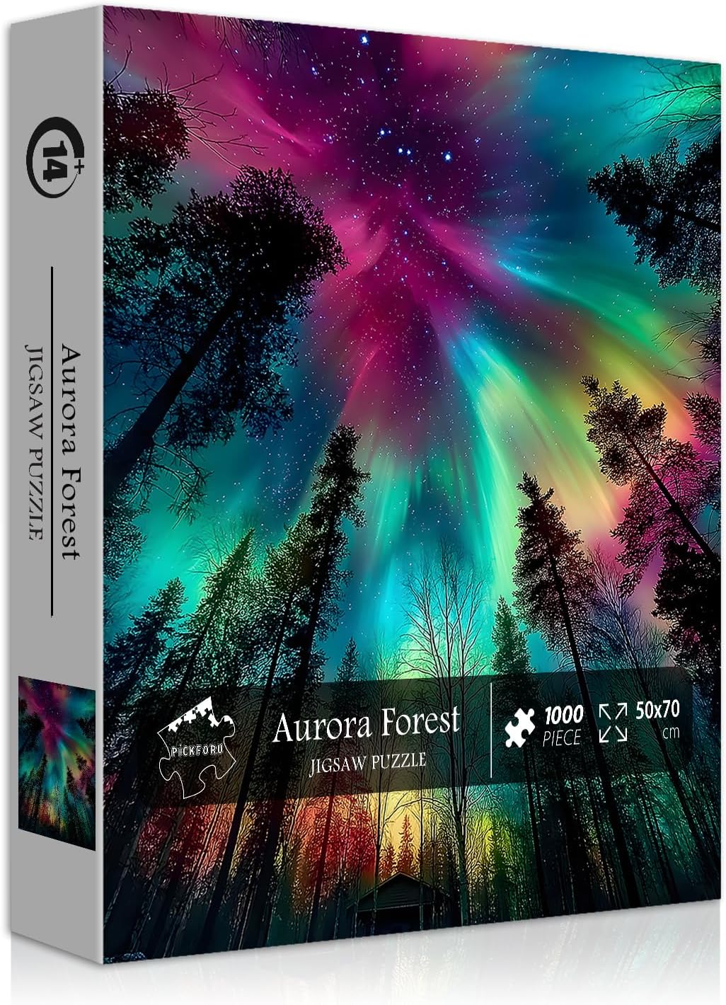 Alternative view of Impossible Puzzles for Adults 1000 Pieces, PICKFORU Forest Aurora Jigsaw Puzzle, Nature Scenery Colorful Puzzles Plant Scenic Challenge