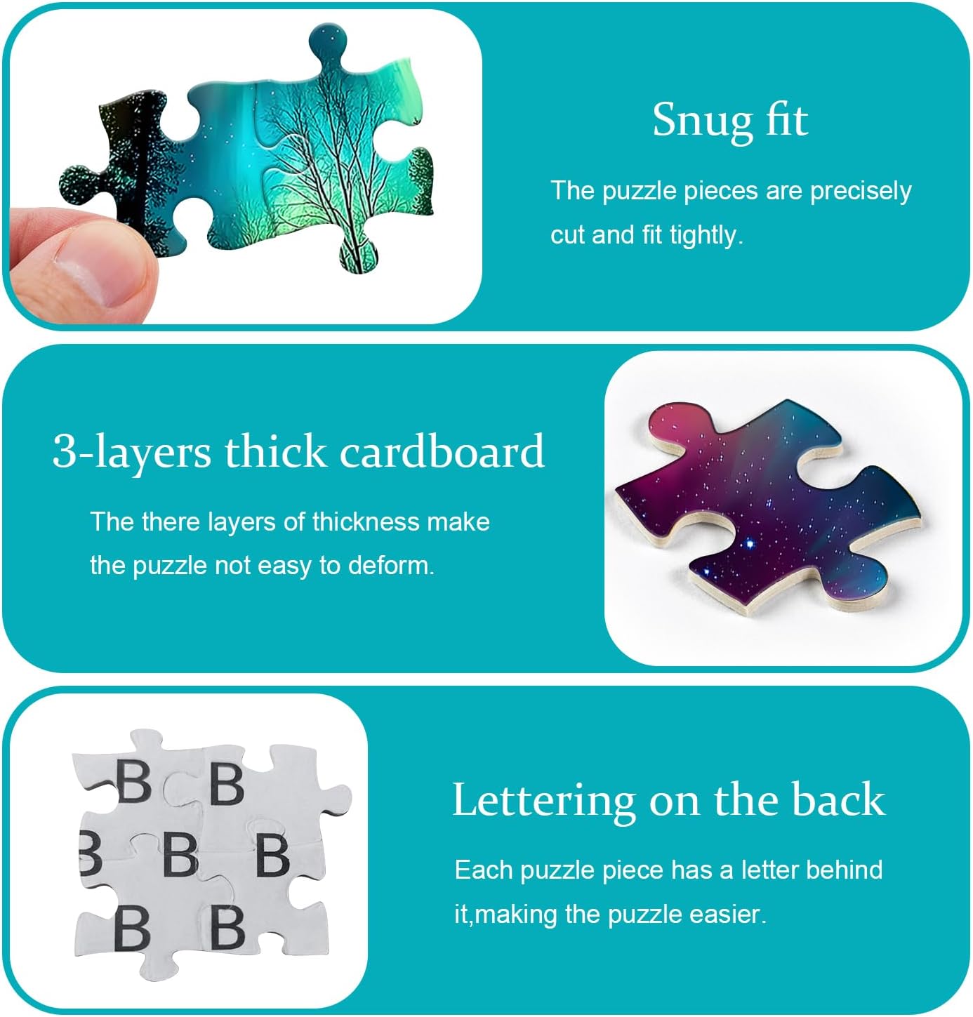 Impossible Puzzles for Adults 1000 Pieces, PICKFORU Forest Aurora Jigsaw Puzzle, Nature Scenery Colorful Puzzles Plant Scenic Challenge - Image 3