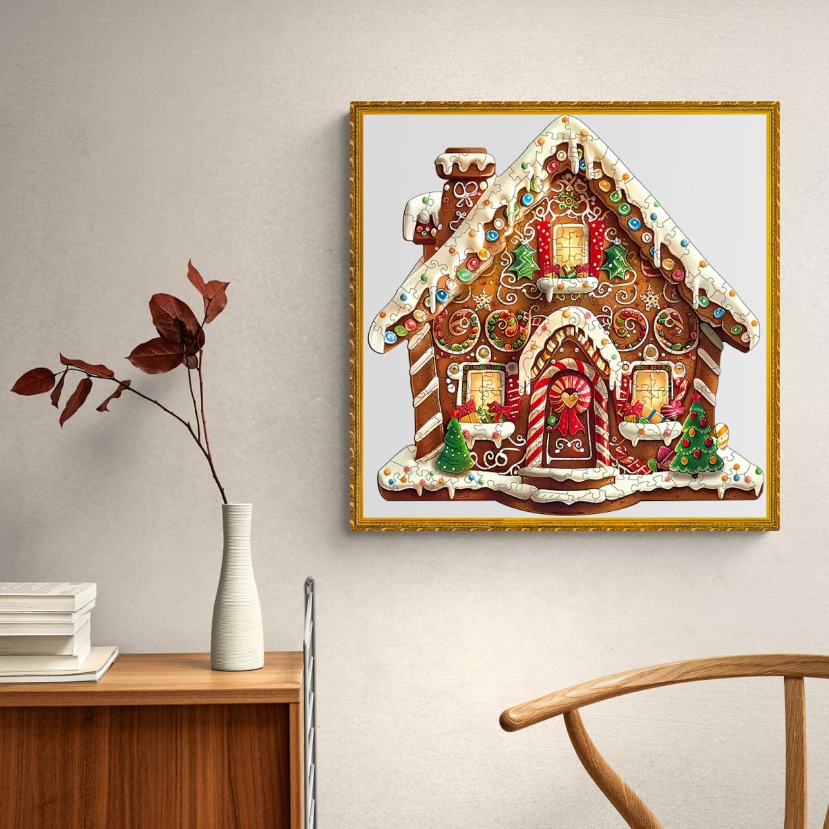 Jollitot Wooden Puzzles Adults, Christmas Gingerbread House Wooden Puzzles 100 Pieces, Unique Animal Shaped Wood Challenging Jigsaw Puzzles Gifts for Adults, 8.4x8.3in - Image 7
