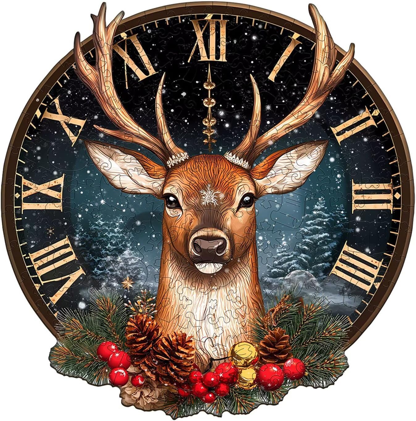 Jollitot Wooden Puzzles Adults, Christmas Gingerbread House Wooden Puzzles 100 Pieces, Unique Animal Shaped Wood Challenging Jigsaw Puzzles Gifts for Adults, 8.4x8.3in - Image 9