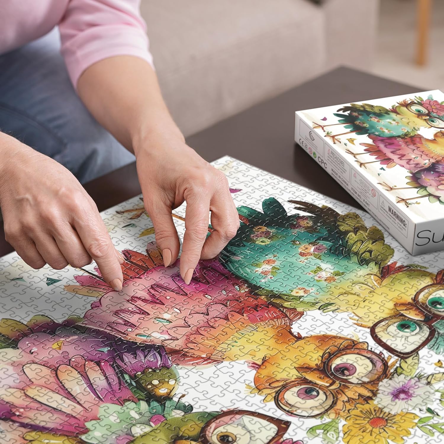 Funny Chicken Puzzles for Adults 1000 Pieces, Cute Bird Flower Jigsaw Puzzles, Beautiful Animal Art Puzzles