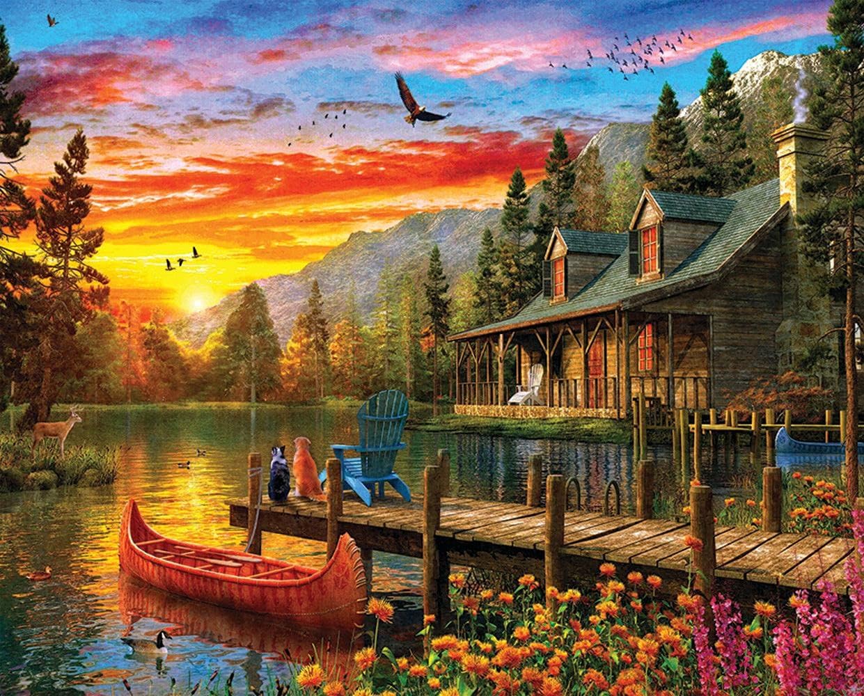 Springbok Mallard Morning Glow 1000 Piece Jigsaw Puzzle for Adults - Duck by The Lake - Unique Cut Pieces - Made in USA - Image 9