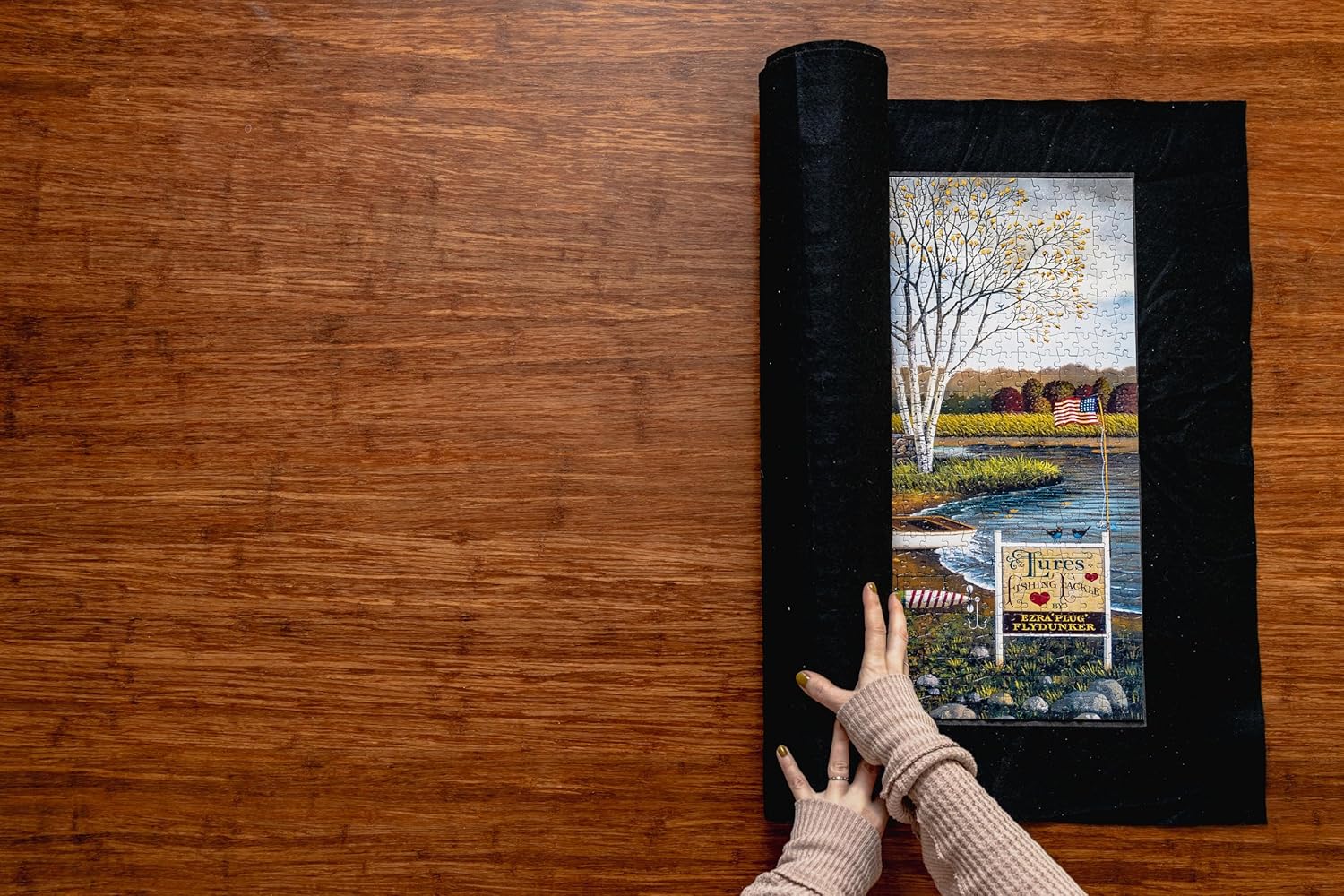 Buffalo Games - Roll-Up Puzzle Mat - Puzzle Saver and Assembly Accessory - Felt Mat - Fits up to 1500 Piece Puzzle - Black - Image 3