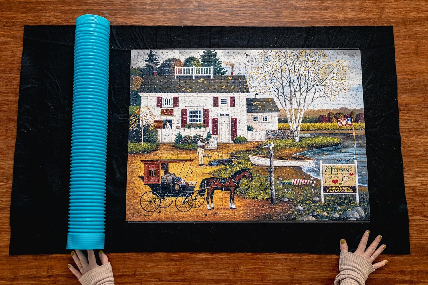 Buffalo Games - Roll-Up Puzzle Mat - Puzzle Saver and Assembly Accessory - Felt Mat - Fits up to 1500 Piece Puzzle - Black - Image 4