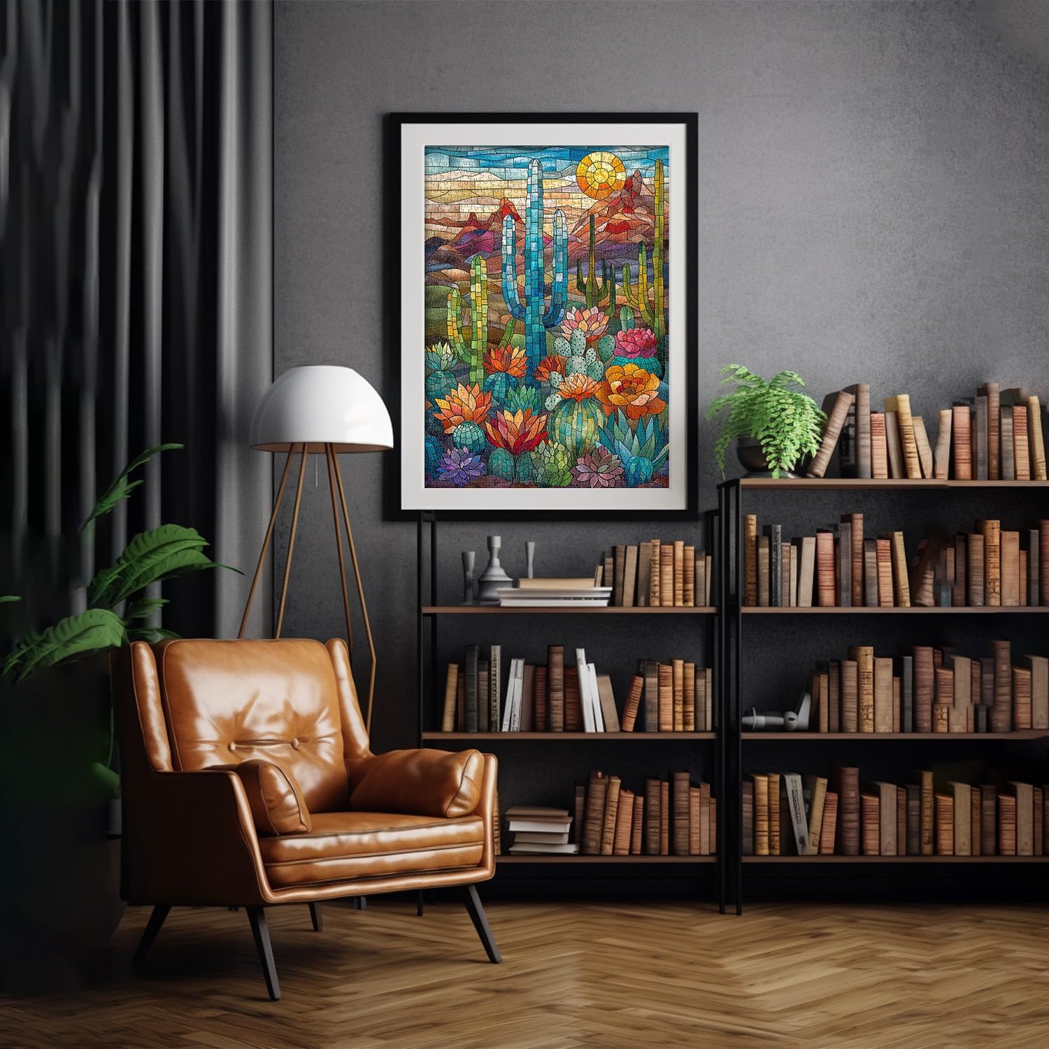 Cactus Puzzles for Adults 1000 Pieces and up, PICKFORU Stained Glass Puzzle Including Mosaic Art Cactus, Colorful Succulent Puzzles for Plant Lovers - Image 5