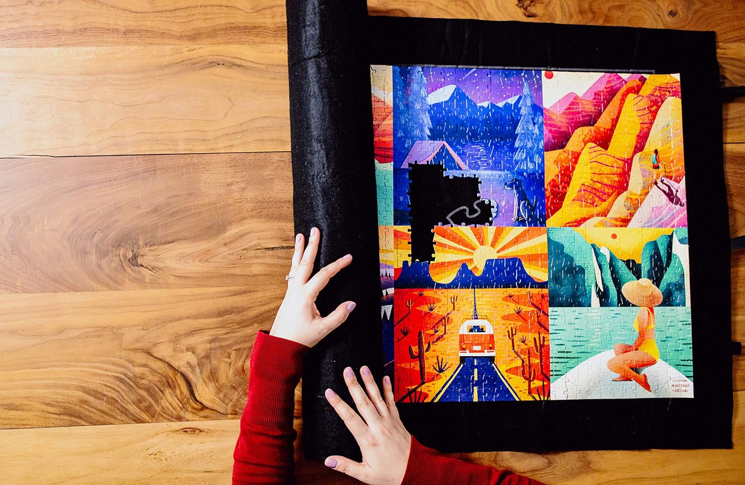 Buffalo Games - Roll-Up Puzzle Mat - Puzzle Saver and Assembly Accessory - Felt Mat - Fits up to 1500 Piece Puzzle - Black - Image 5