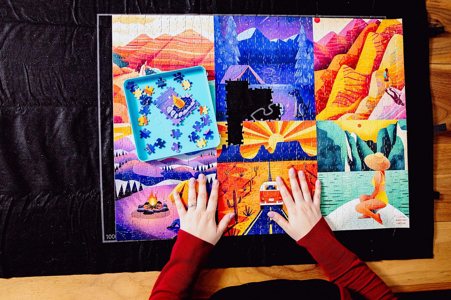 Buffalo Games - Roll-Up Puzzle Mat - Puzzle Saver and Assembly Accessory - Felt Mat - Fits up to 1500 Piece Puzzle - Black - Image 6