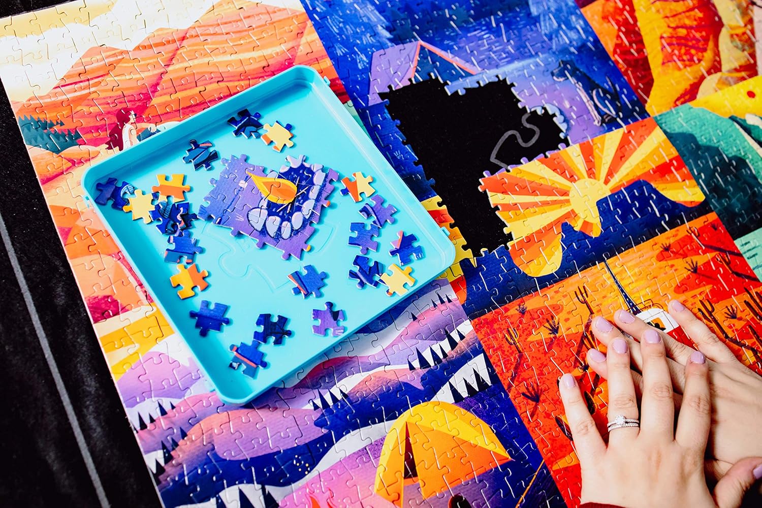 Buffalo Games - Roll-Up Puzzle Mat - Puzzle Saver and Assembly Accessory - Felt Mat - Fits up to 1500 Piece Puzzle - Black - Image 7