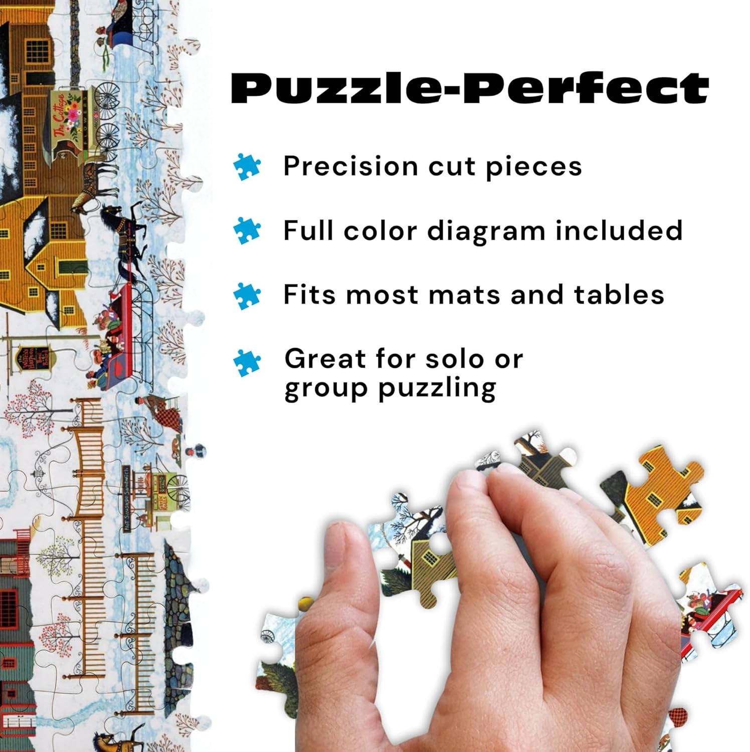 Buffalo Games - Hickory Haven Canal - Charles Wysocki - 1000 Piece Christmas Jigsaw Puzzle for Adults - Festive Winter Holiday Puzzles - Precision Cut Pieces and Bonus Poster - Image 3