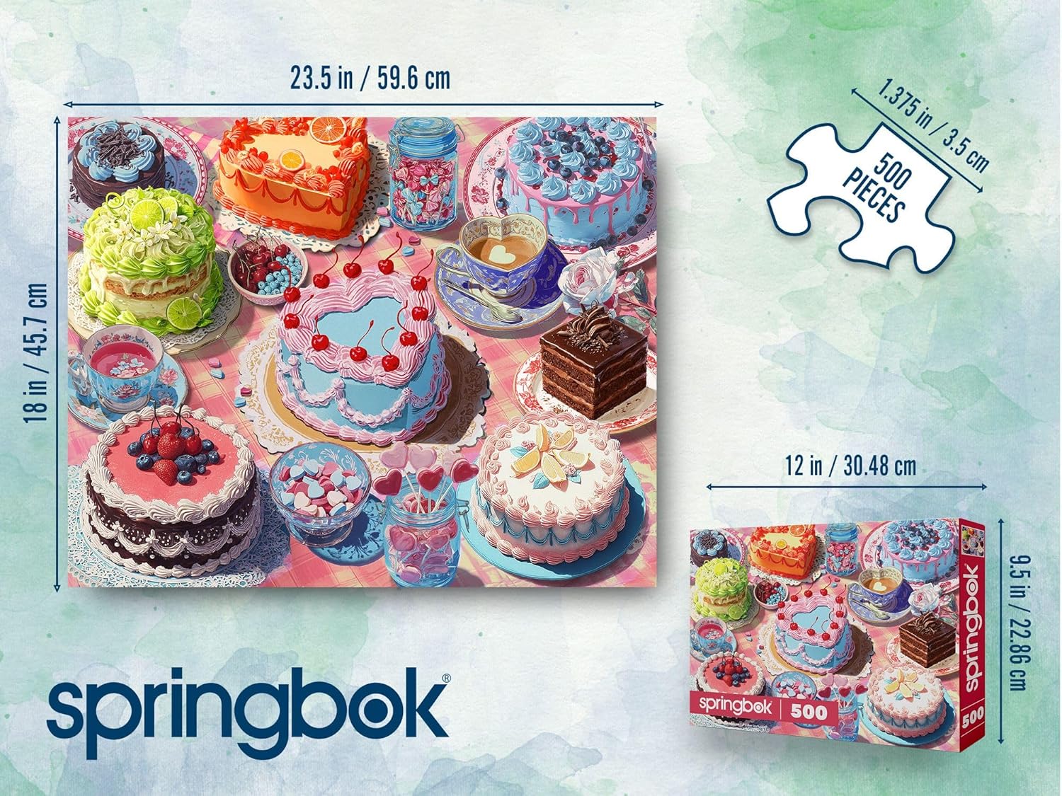 Springbok Vintage Cakes 500 Piece Jigsaw Puzzle for Adults - Heart Puzzle - Poster Now Included - Unique Cut Pieces - Made in USA