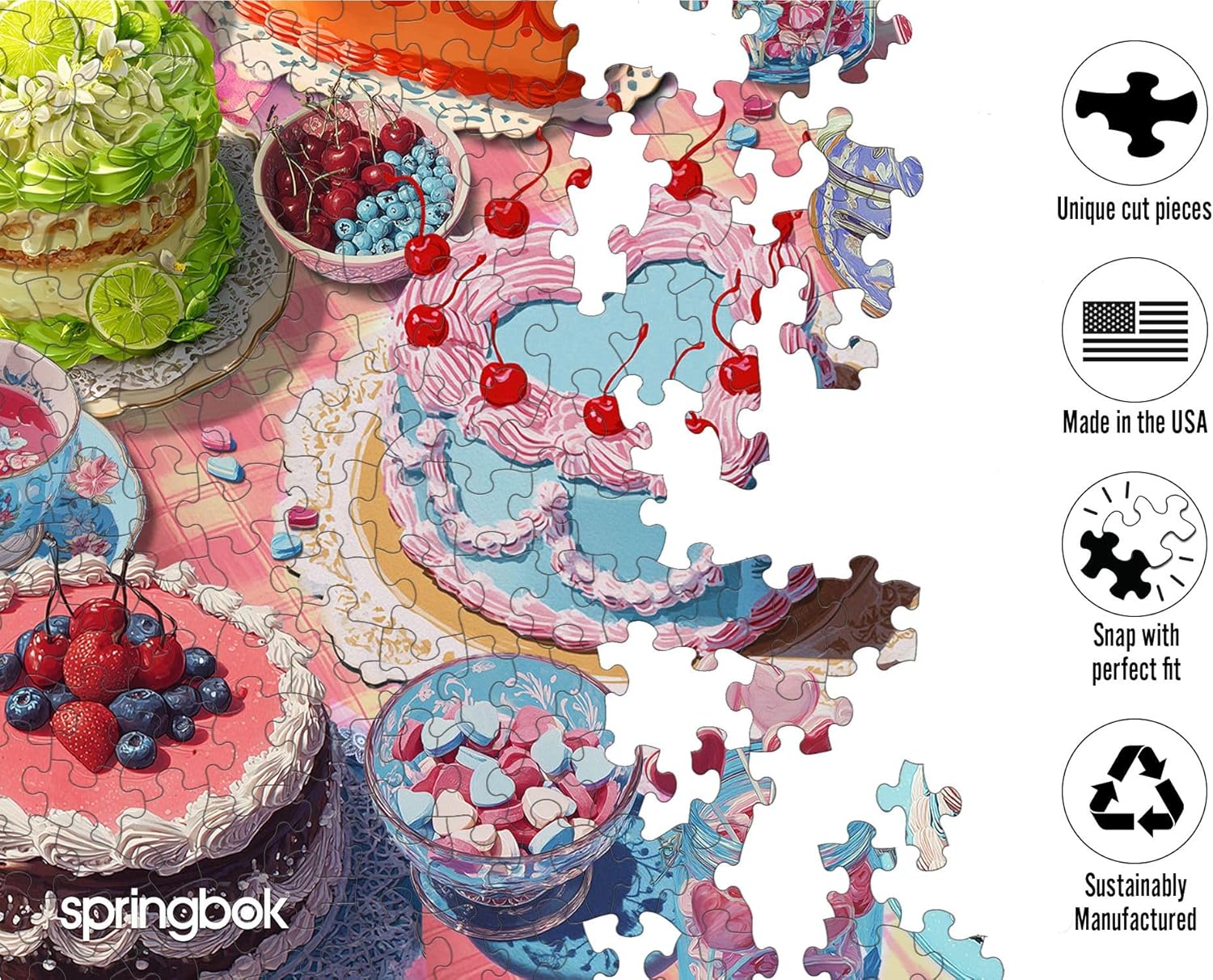 Springbok Vintage Cakes 500 Piece Jigsaw Puzzle for Adults - Heart Puzzle - Poster Now Included - Unique Cut Pieces - Made in USA - Image 4