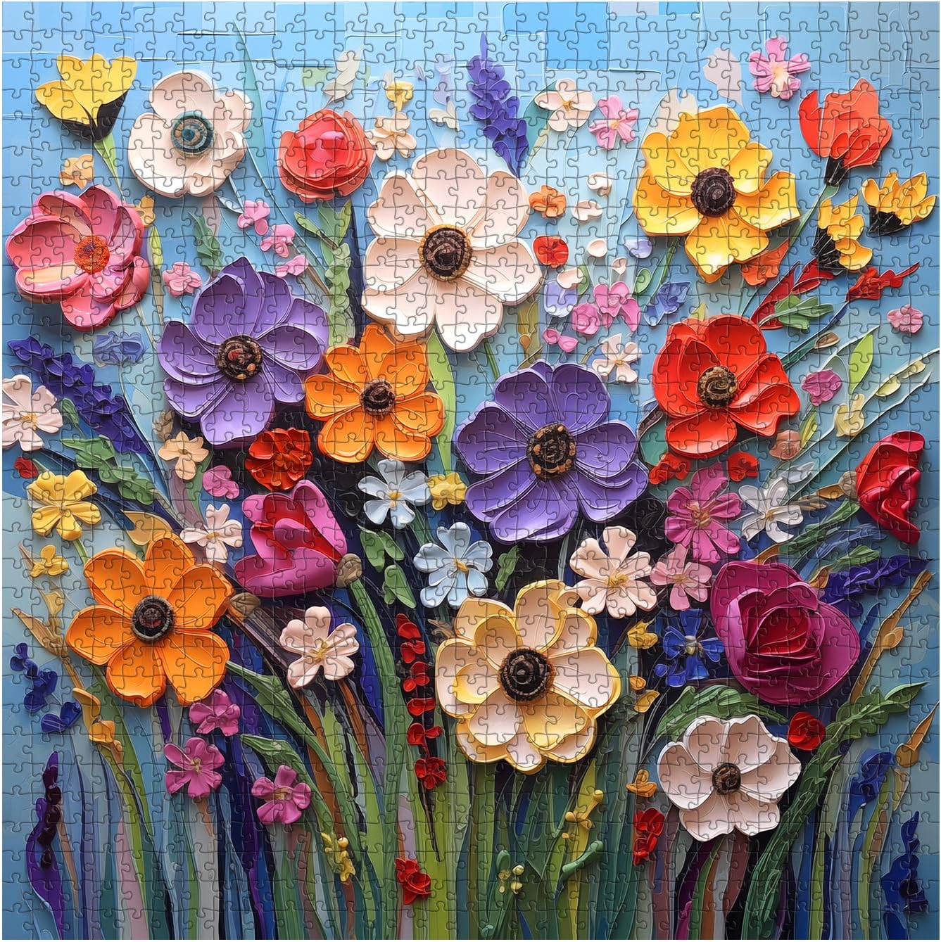 Colorful Flower Puzzles for Adults, Mosaic Plant Floral Puzzle Art, Spring Flower Garden Jigsaw Puzzles 1000 Pieces Painting - Image 3