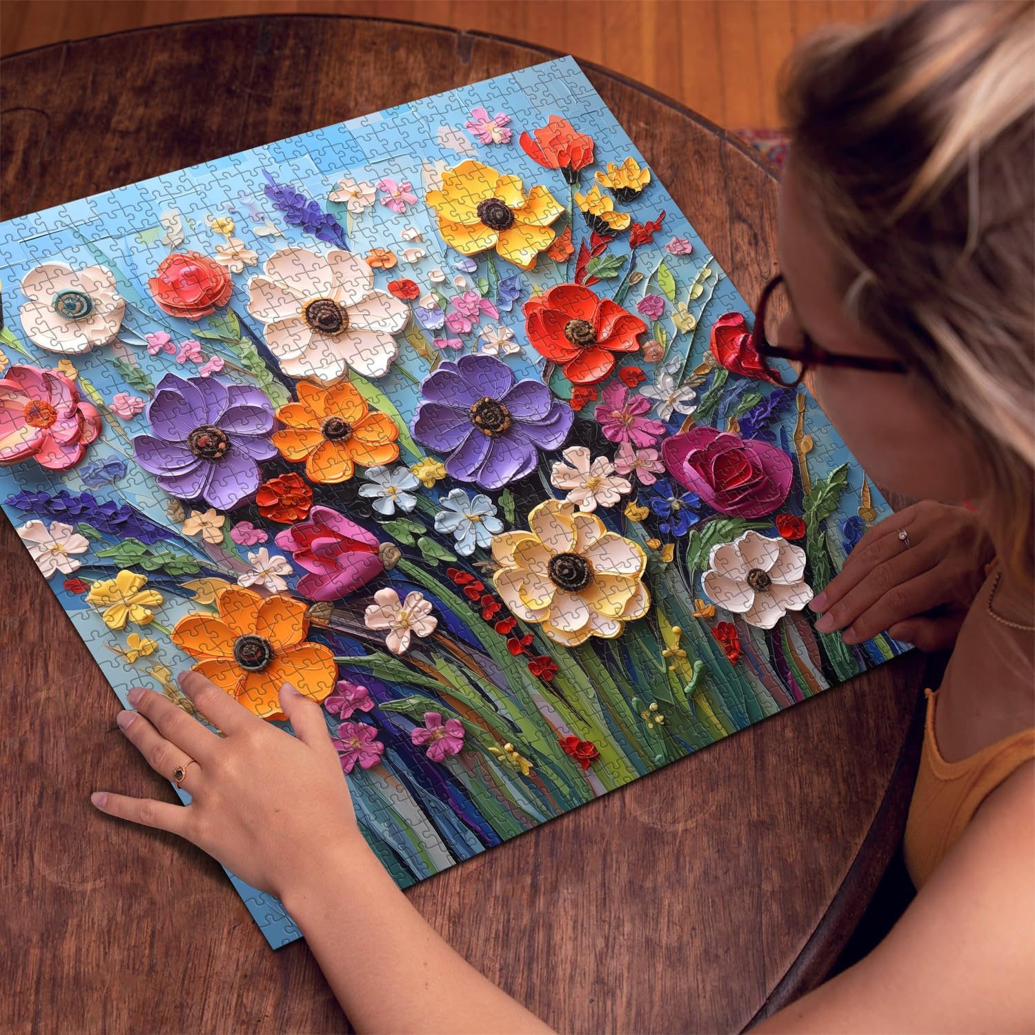 Colorful Flower Puzzles for Adults, Mosaic Plant Floral Puzzle Art, Spring Flower Garden Jigsaw Puzzles 1000 Pieces Painting - Image 5