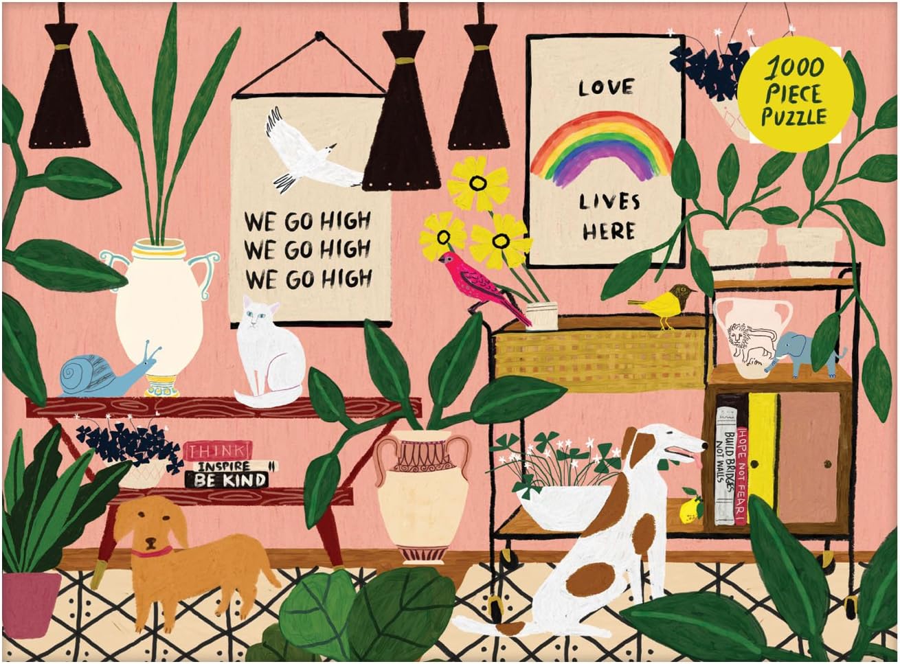 Galison Love Lives Here 1000 Piece Jigsaw Puzzle for Adults and Families, Inspirational Puzzle with Quotes and Positive Messages, Multicolor