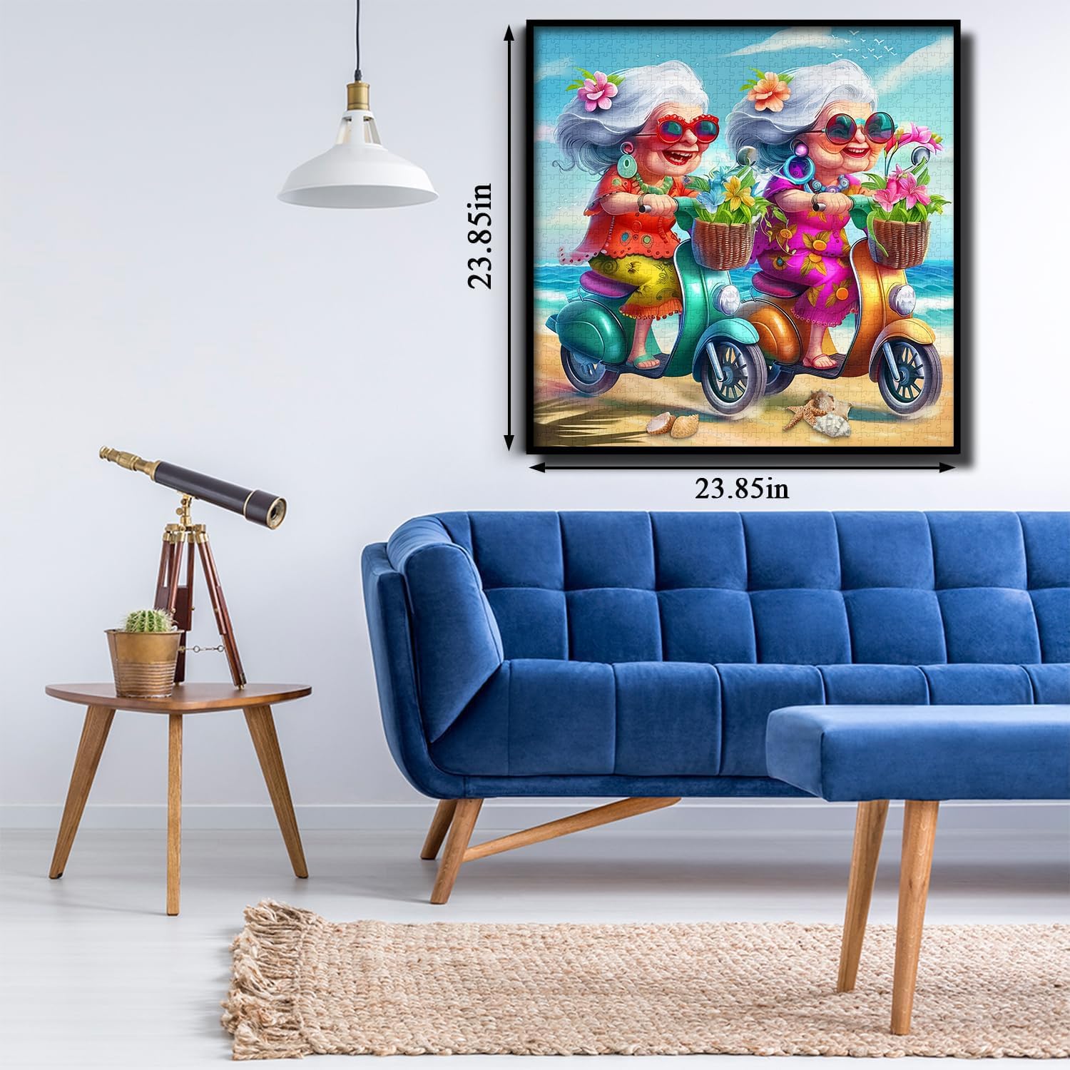 Alternative view of Summer Beach 1000 Piece Puzzle for Adults, PICKFORU Funny Beach Ride Jigsaw Puzzles, Unique Difficult Grandma Motorcycle Theme as Home Decor