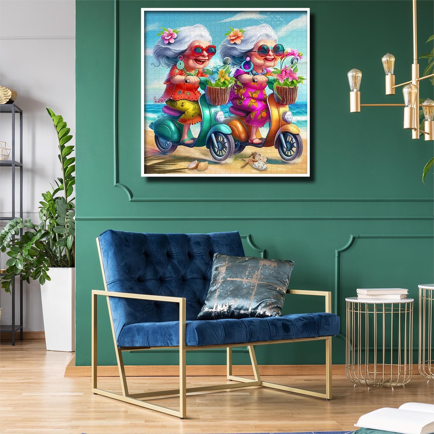 Summer Beach 1000 Piece Puzzle for Adults, PICKFORU Funny Beach Ride Jigsaw Puzzles, Unique Difficult Grandma Motorcycle Theme as Home Decor - Image 7