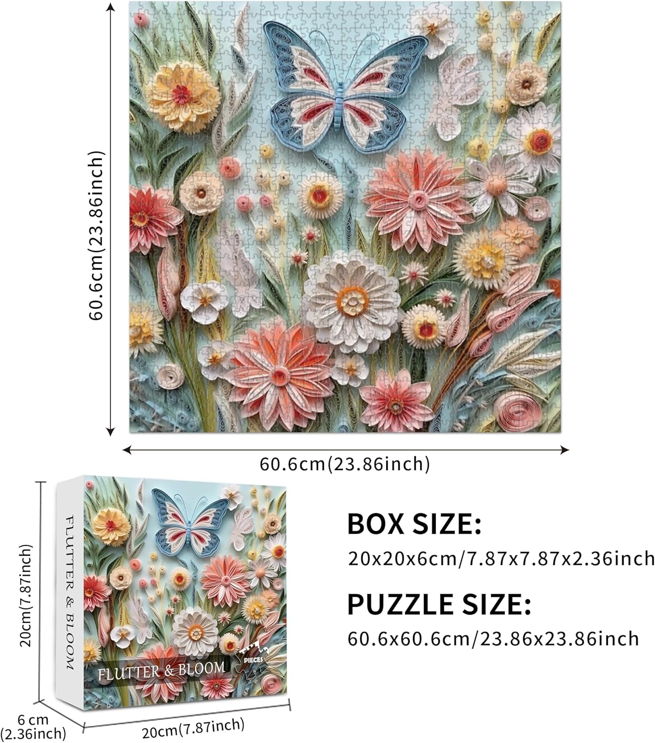 Alternative view of QIMWAN Puzzle 1000 Piece for Adults Jigsaw Featuring Aesthetic Home Decoration Unique Gift for Cat Lovers Premium Large Puzzle for Family Fun (Flutter&Bloom Puzzles-1000pcs)