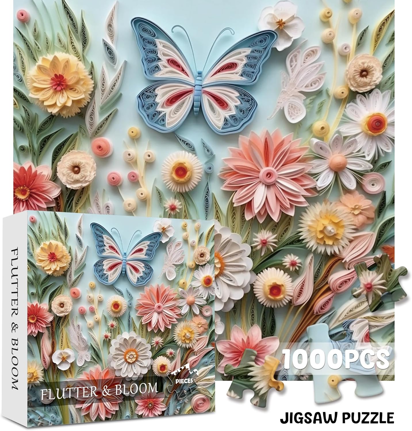 QIMWAN Puzzle 1000 Piece for Adults Jigsaw Featuring Aesthetic Home Decoration Unique Gift for Cat Lovers Premium Large Puzzle for Family Fun (Flutter&Bloom Puzzles-1000pcs) - Image 4