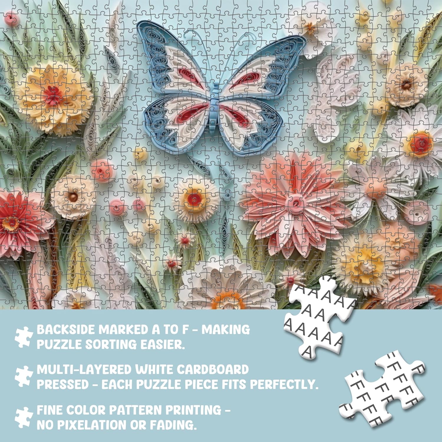 QIMWAN Puzzle 1000 Piece for Adults Jigsaw Featuring Aesthetic Home Decoration Unique Gift for Cat Lovers Premium Large Puzzle for Family Fun (Flutter&Bloom Puzzles-1000pcs) - Image 5