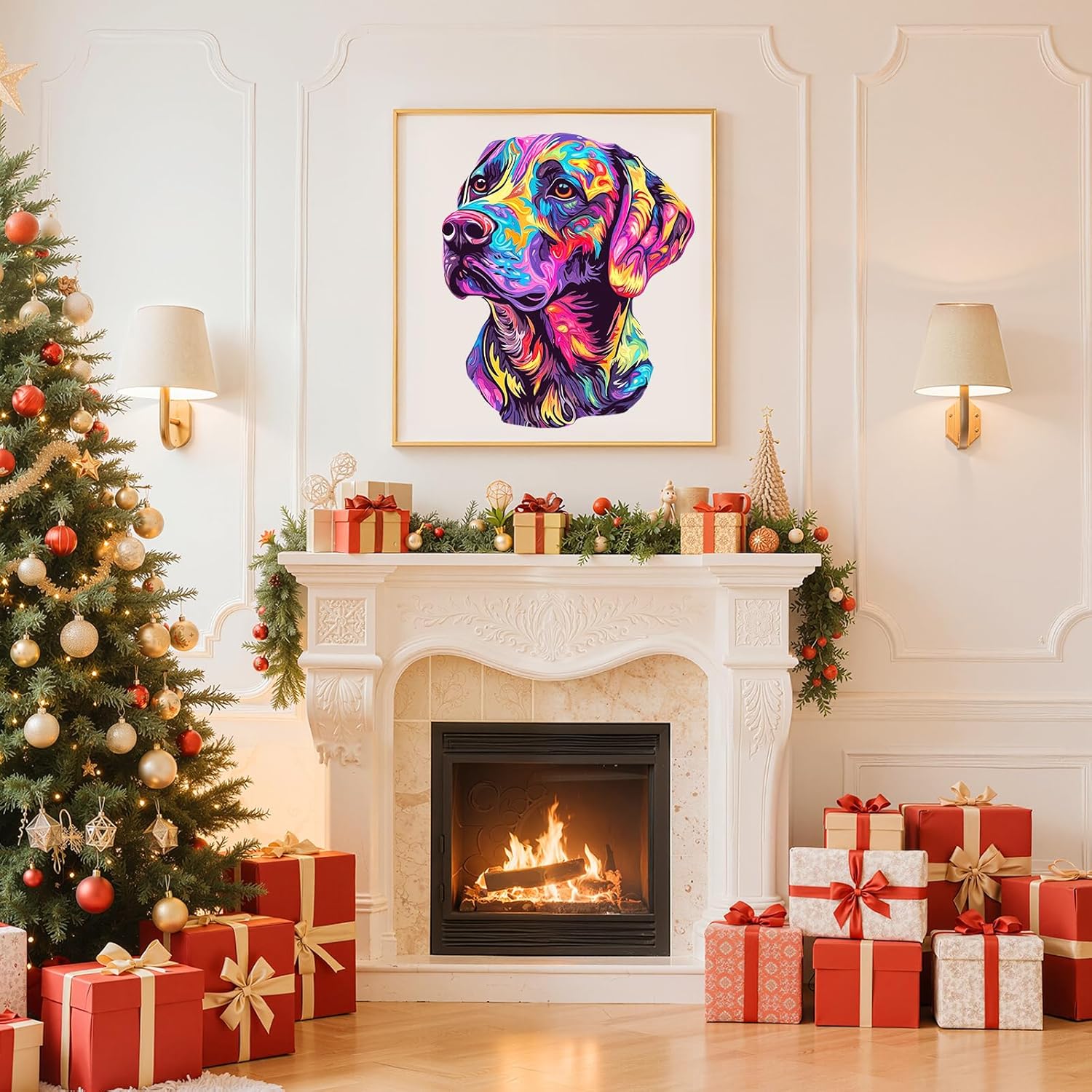 Wooden Puzzles for Adults - Painted Labrador Wooden Jigsaw Puzzle, Unique Animal Shaped Wood Puzzles Adult, Christmas Birthday Gifts for Friends/Family, Home Decor 8.4 * 7.2in 73pcs