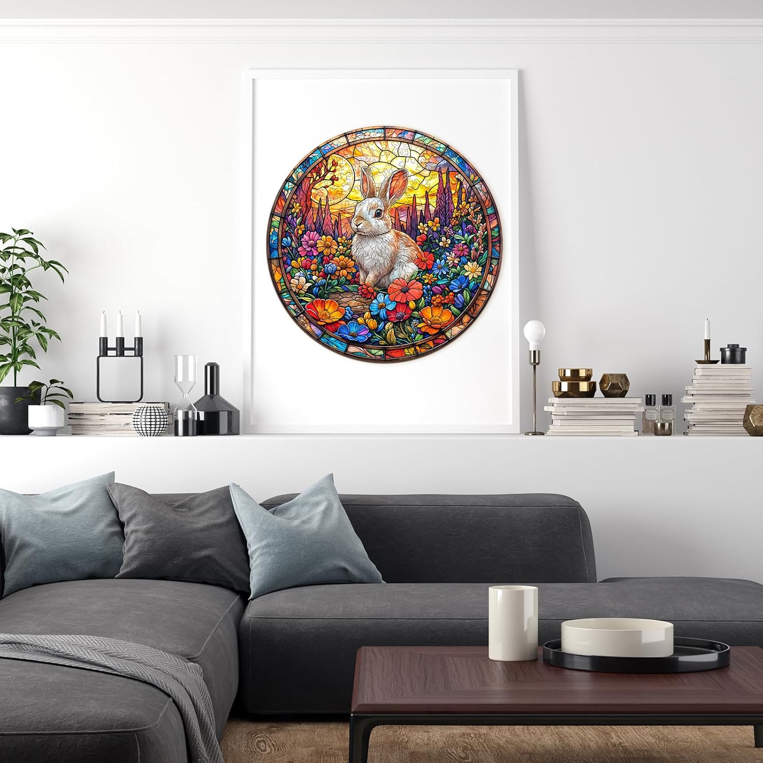 Wooden Puzzles for Adults, Flower Field Rabbit Wood Puzzles Adult, Unique Animal Shaped Wooden Jigsaw Puzzle, Creative Birthday Gifts for Friends/Family/Puzzle Lovers, Home Decor(S-8.5 * 8.5in 100pcs) - Image 6