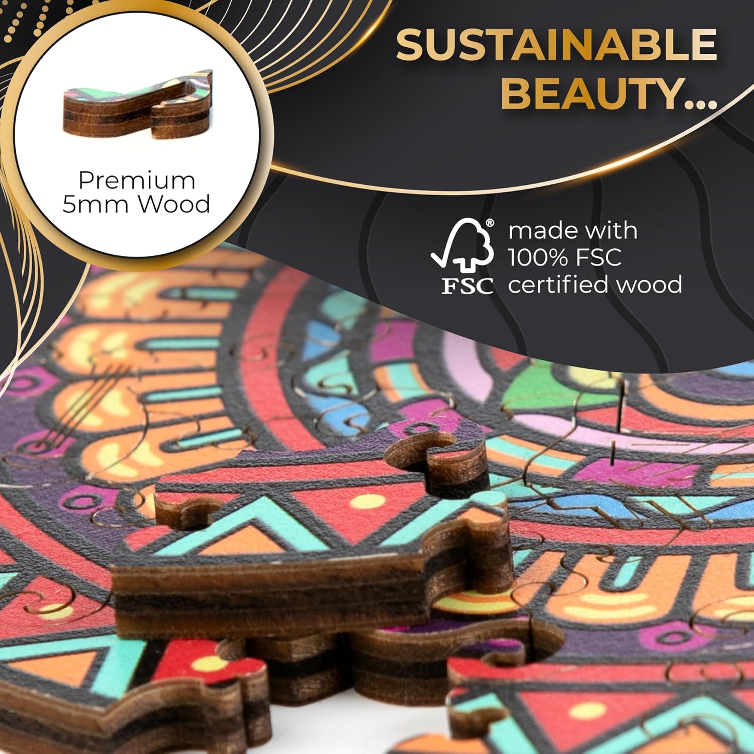 ZenChalet - Unique Guitar Puzzles for Adults 200- Giftable Wood Jigsaw Puzzles Adult - Distinctive Premium Cool Puzzle Gifts, Cool Puzzle Brain Teaser - Rompe Cabezas Adultos 200