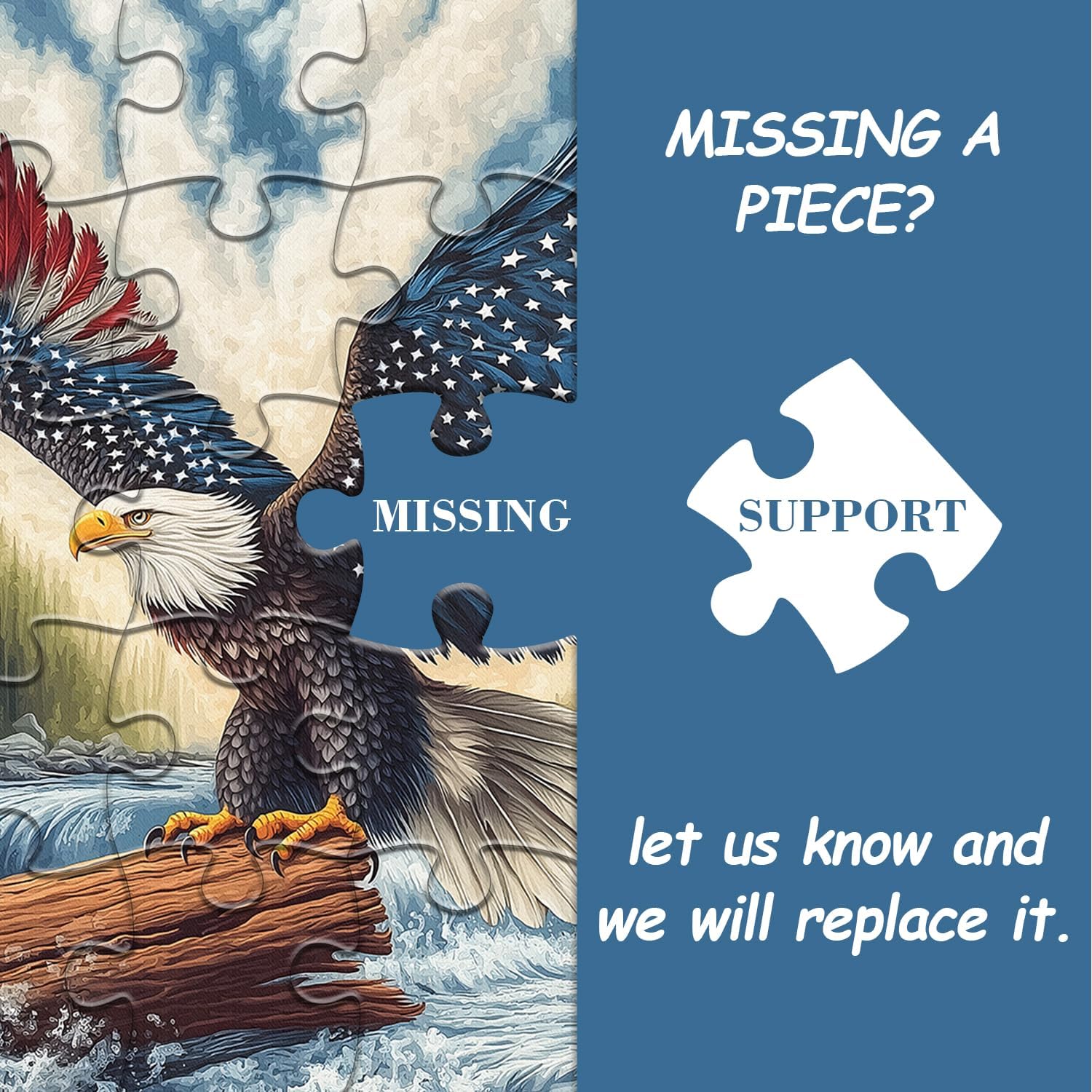 American Flag Eagle Puzzles for Adults 1000 Pieces, United States Patriotic Bald Eagle Puzzles Faith, Vintage Inspirational Country Bird Art Jigsaw Puzzle USA - Image 6