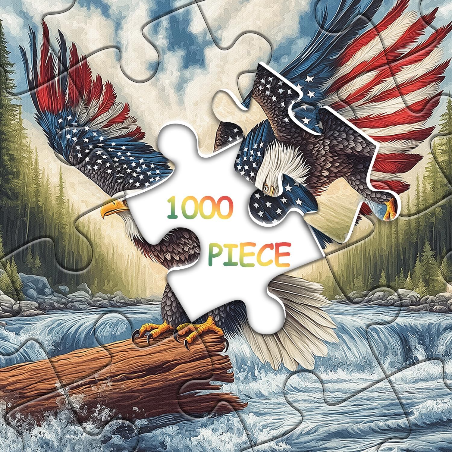 American Flag Eagle Puzzles for Adults 1000 Pieces, United States Patriotic Bald Eagle Puzzles Faith, Vintage Inspirational Country Bird Art Jigsaw Puzzle USA - Image 7