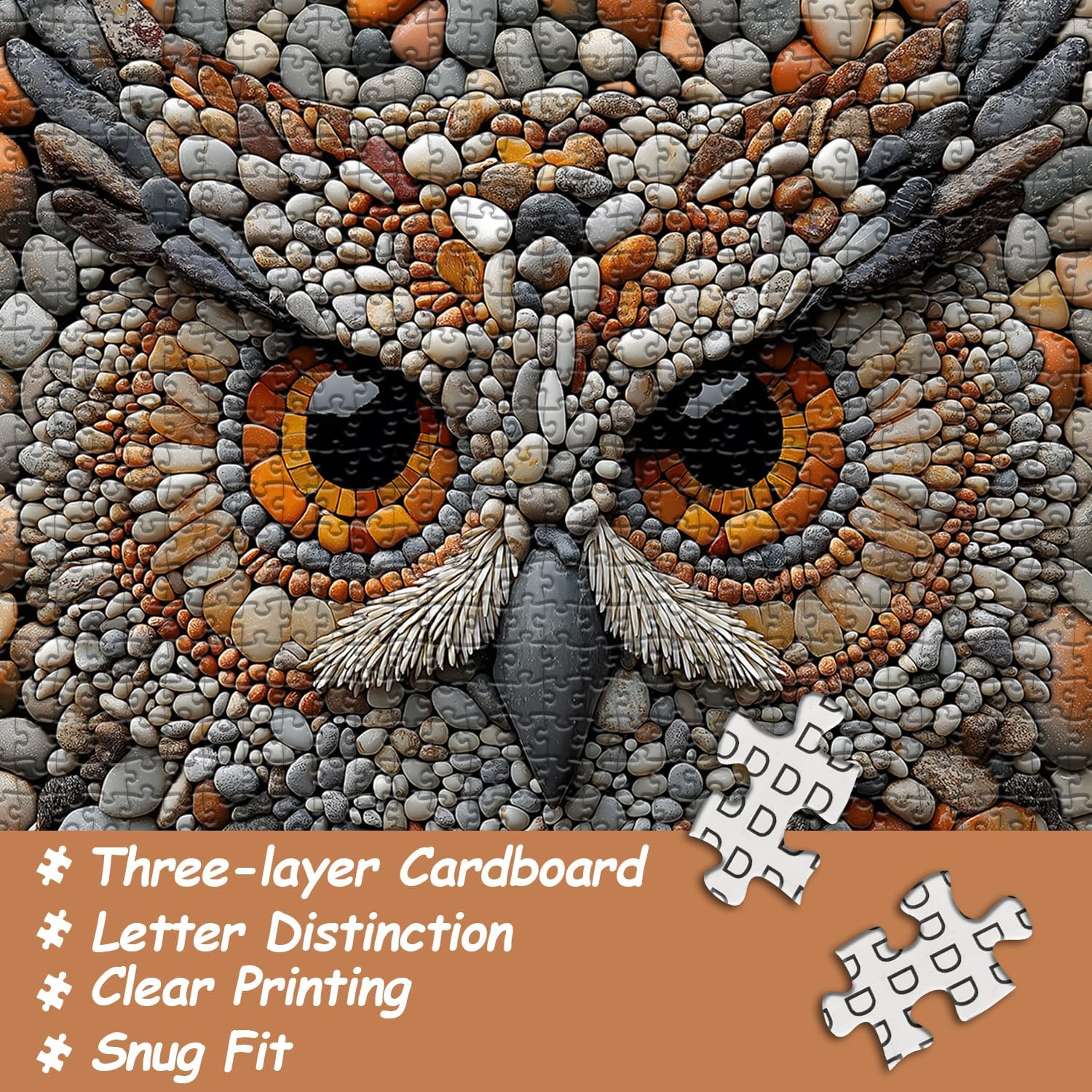 PICKFORU Owl Puzzles for Adults 1000 Pieces, Stone Bird Jigsaw Puzzles Hard, Unique Difficult Impossible Puzzle Challenging for Adults - Image 3