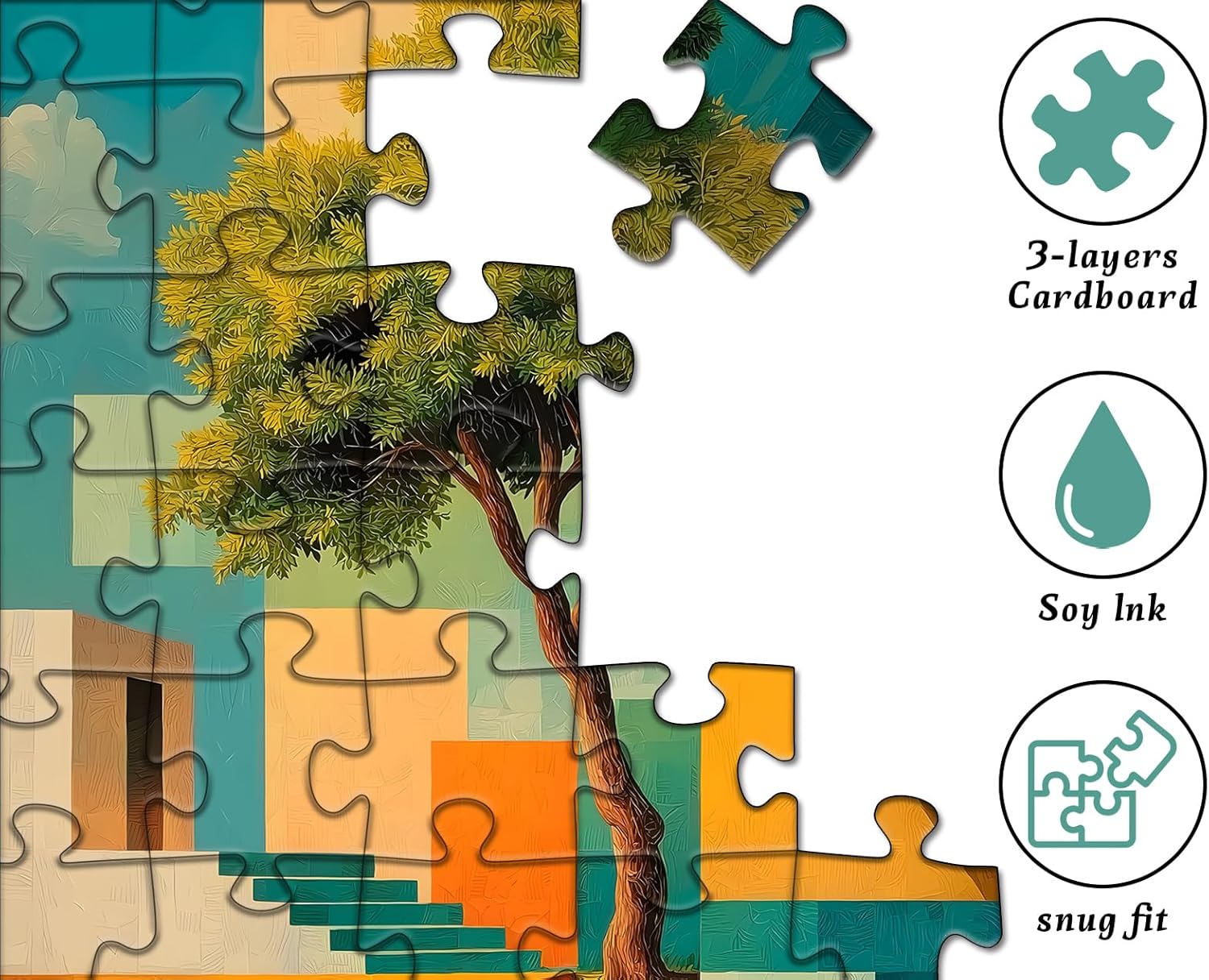 Tree of Life Geometric Puzzle for Adults, Modern Abstract Architecture Art Puzzle, Nature 1000 Piece Puzzle for Adults Landscape Jigsaw Puzzle Challenging - Image 3