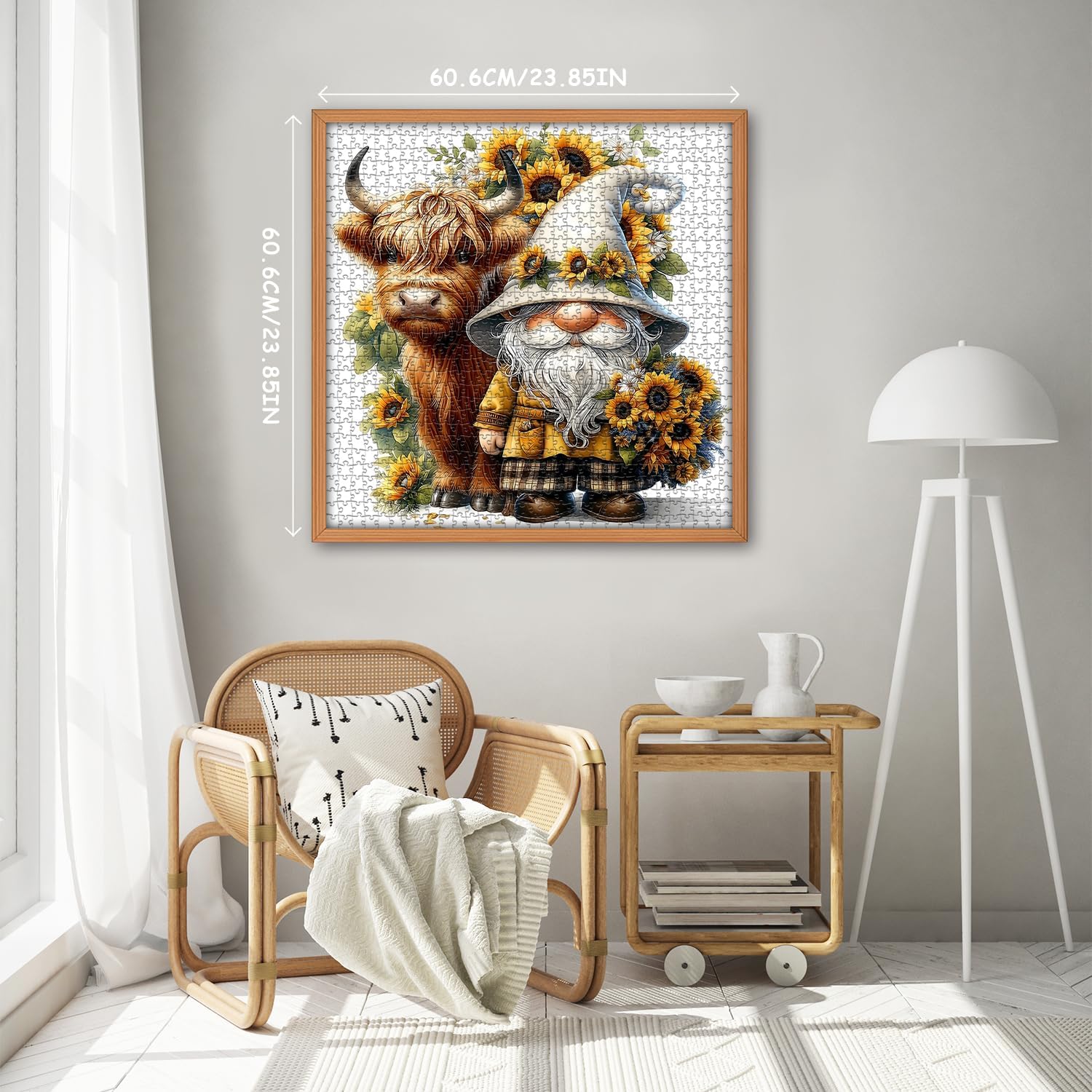 Highland Cow Gnome Puzzles for Adults 1000 Pieces, Nature Sunflower and Cow Puzzles, Animal Plant Floral Themed Jigsaw Puzzles Challenging for Adults - Image 4