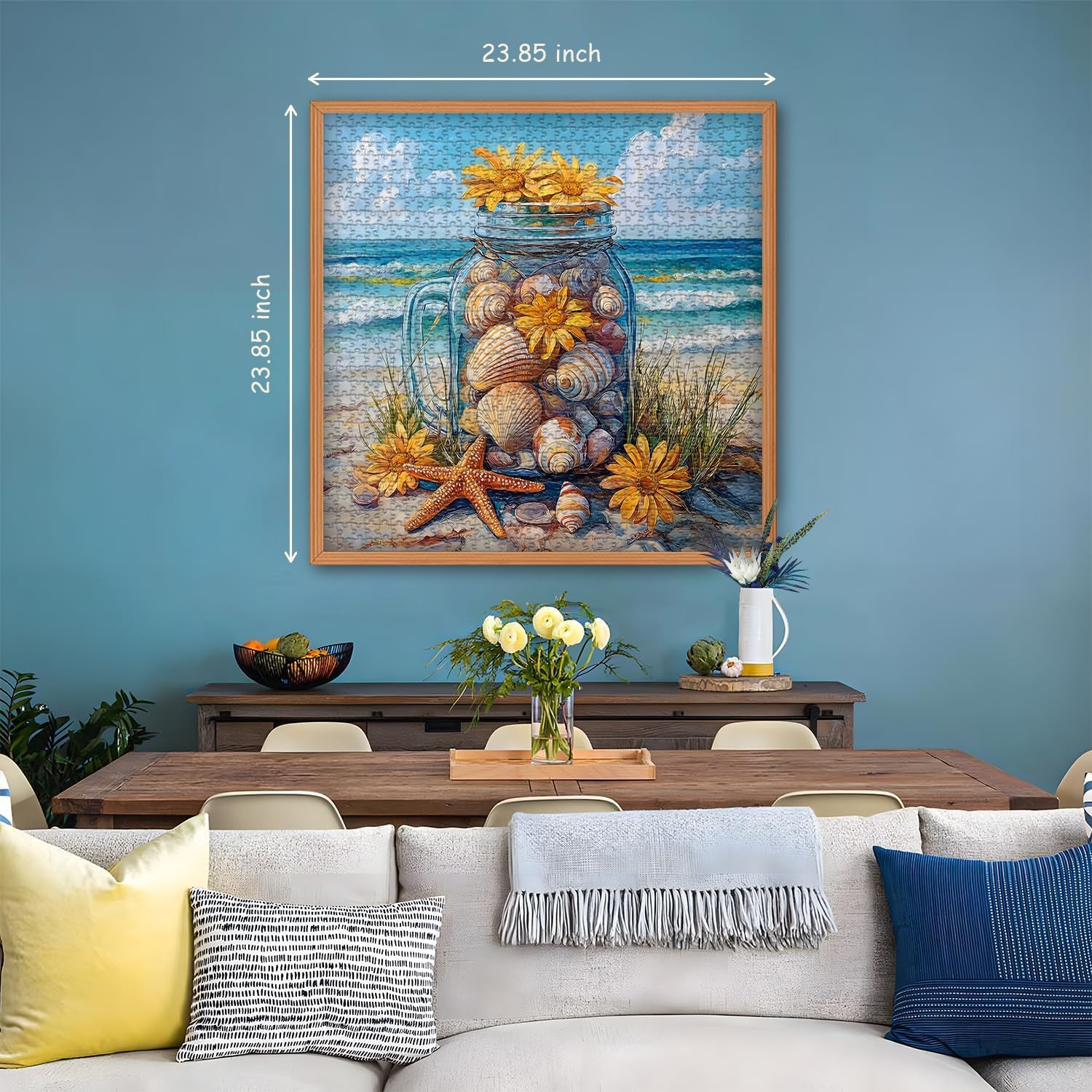 Alternative view of PICKFORU Beach Puzzles for Adults 1000 Pieces, Coastal Seashell Jar Puzzle Sunflowers Starfish，Summer Ocean Jigsaw Puzzles Painting，Nature Challenge for Adults
