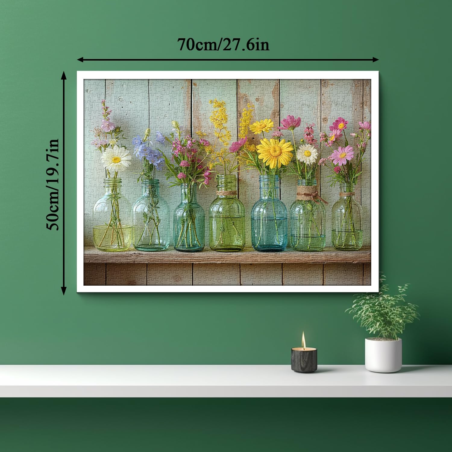 Wildflower 1000 Piece Puzzle for Adults, PICKFORU Whispering Blooms Summer Flower Garden Jigsaw Puzzle, Challenging Retro Vibrant Sunflower Vase Theme as Home Decor