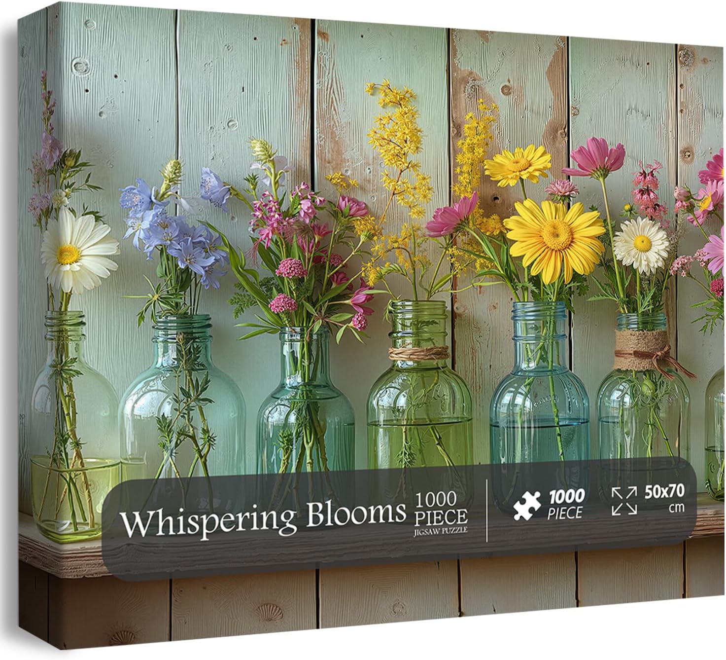 Alternative view of Wildflower 1000 Piece Puzzle for Adults, PICKFORU Whispering Blooms Summer Flower Garden Jigsaw Puzzle, Challenging Retro Vibrant Sunflower Vase Theme as Home Decor