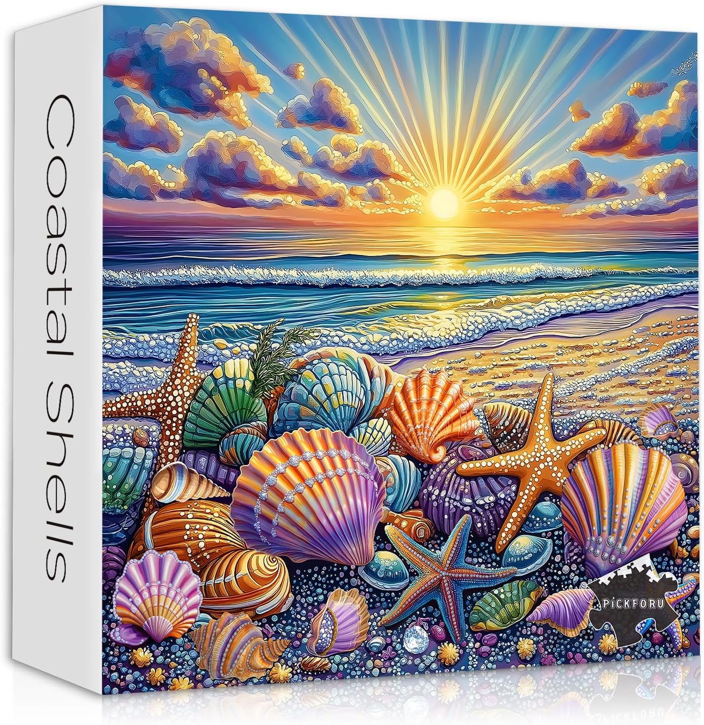 PICKFORU Beach Puzzles for Adults 1000 Pieces, Coastal Seashell Jar Puzzle Sunflowers Starfish,Summer Ocean Jigsaw Puzzles Painting,Nature Challenge for Adults - Image 7