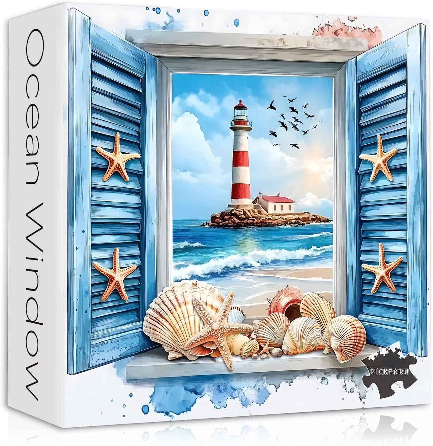 PICKFORU Beach Puzzles for Adults 1000 Pieces, Coastal Seashell Jar Puzzle Sunflowers Starfish,Summer Ocean Jigsaw Puzzles Painting,Nature Challenge for Adults - Image 8
