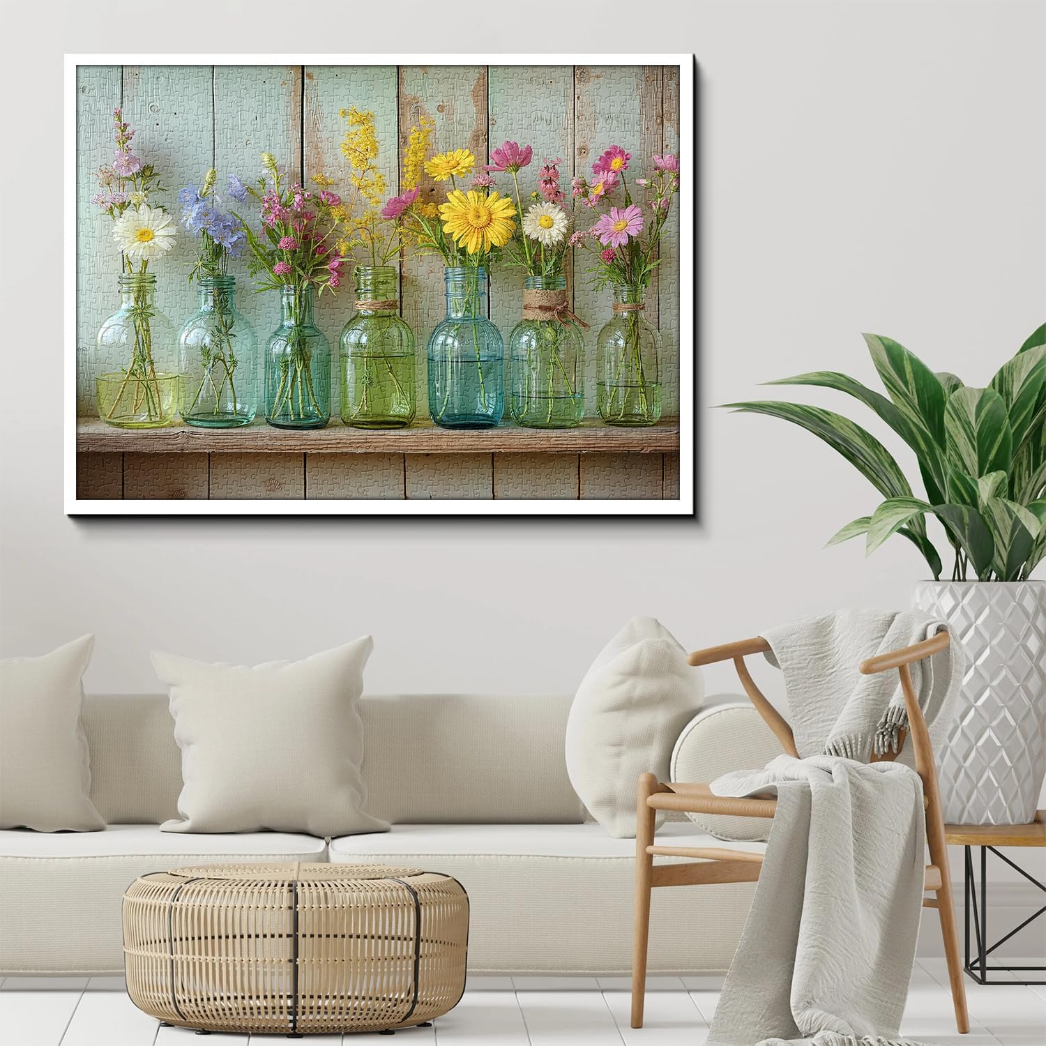 Wildflower 1000 Piece Puzzle for Adults, PICKFORU Whispering Blooms Summer Flower Garden Jigsaw Puzzle, Challenging Retro Vibrant Sunflower Vase Theme as Home Decor - Image 6