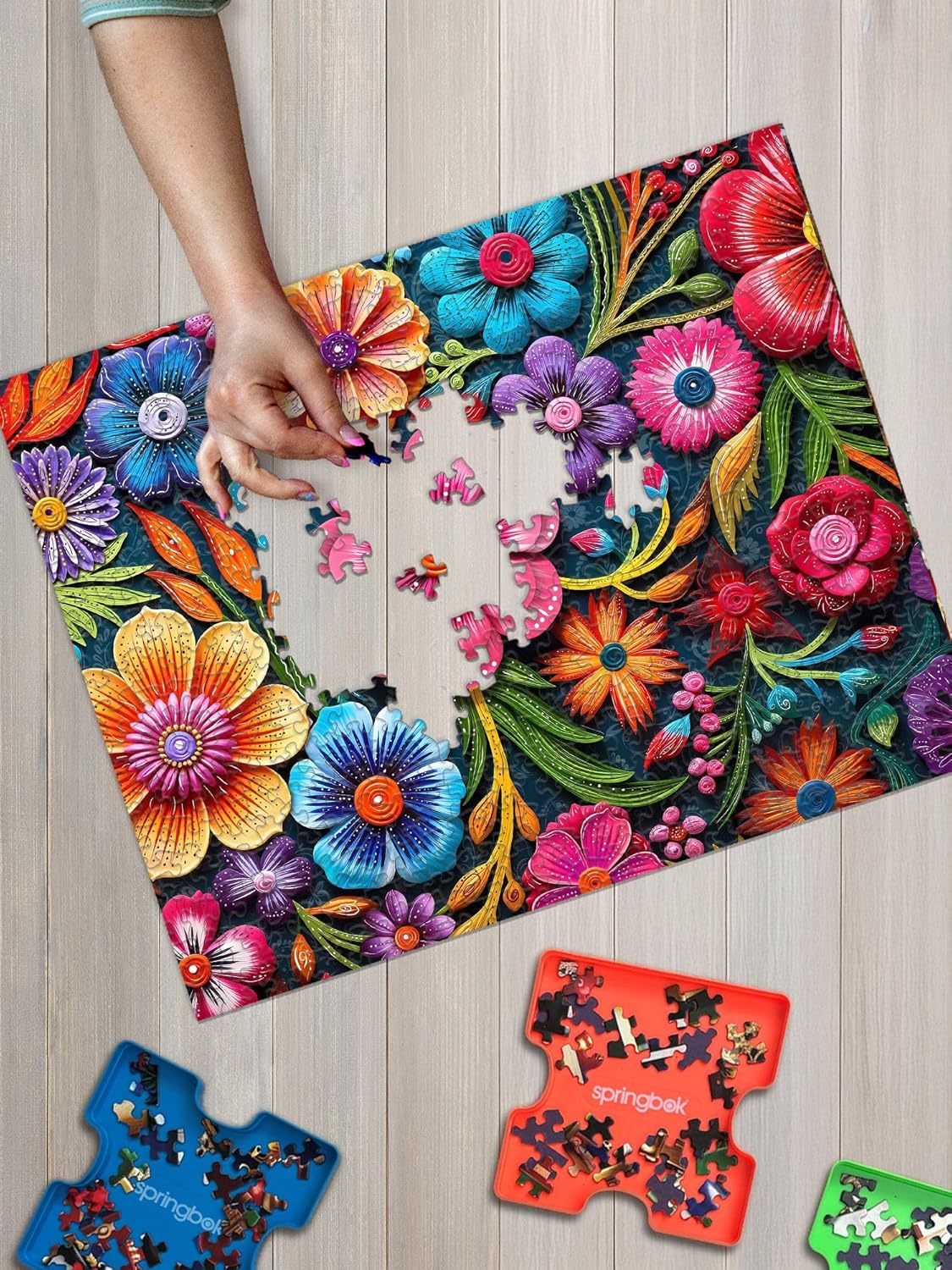 Springbok Floral Fiesta 1000 Piece Jigsaw Puzzle for Adults - Intricate and Detailed Flowers - Unique Cut Pieces - Made in USA