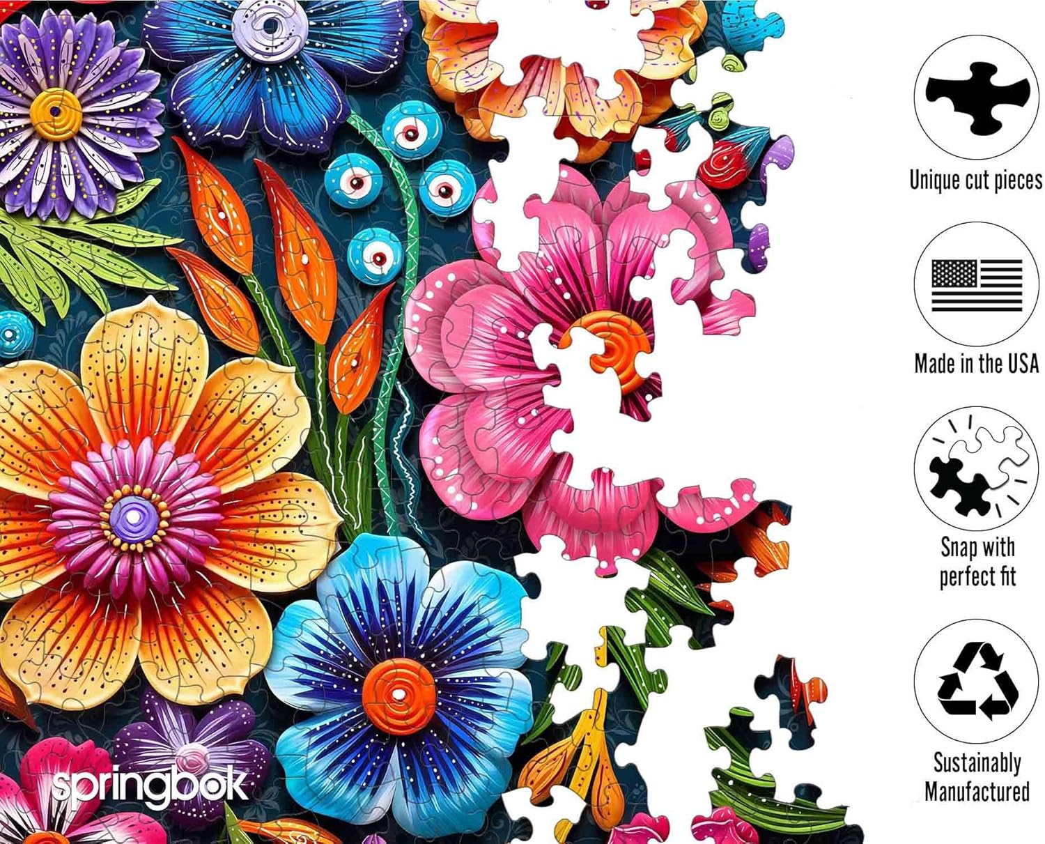 Springbok Floral Fiesta 1000 Piece Jigsaw Puzzle for Adults - Intricate and Detailed Flowers - Unique Cut Pieces - Made in USA - Image 4