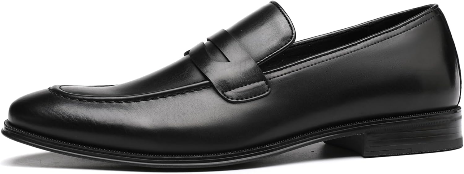Alternative view of DECARSDZ Mens Slip-On Penny Loafer Casual Dress Shoes Black Wedding Formal Work Pointed Toe Men Tuxedo Shoes