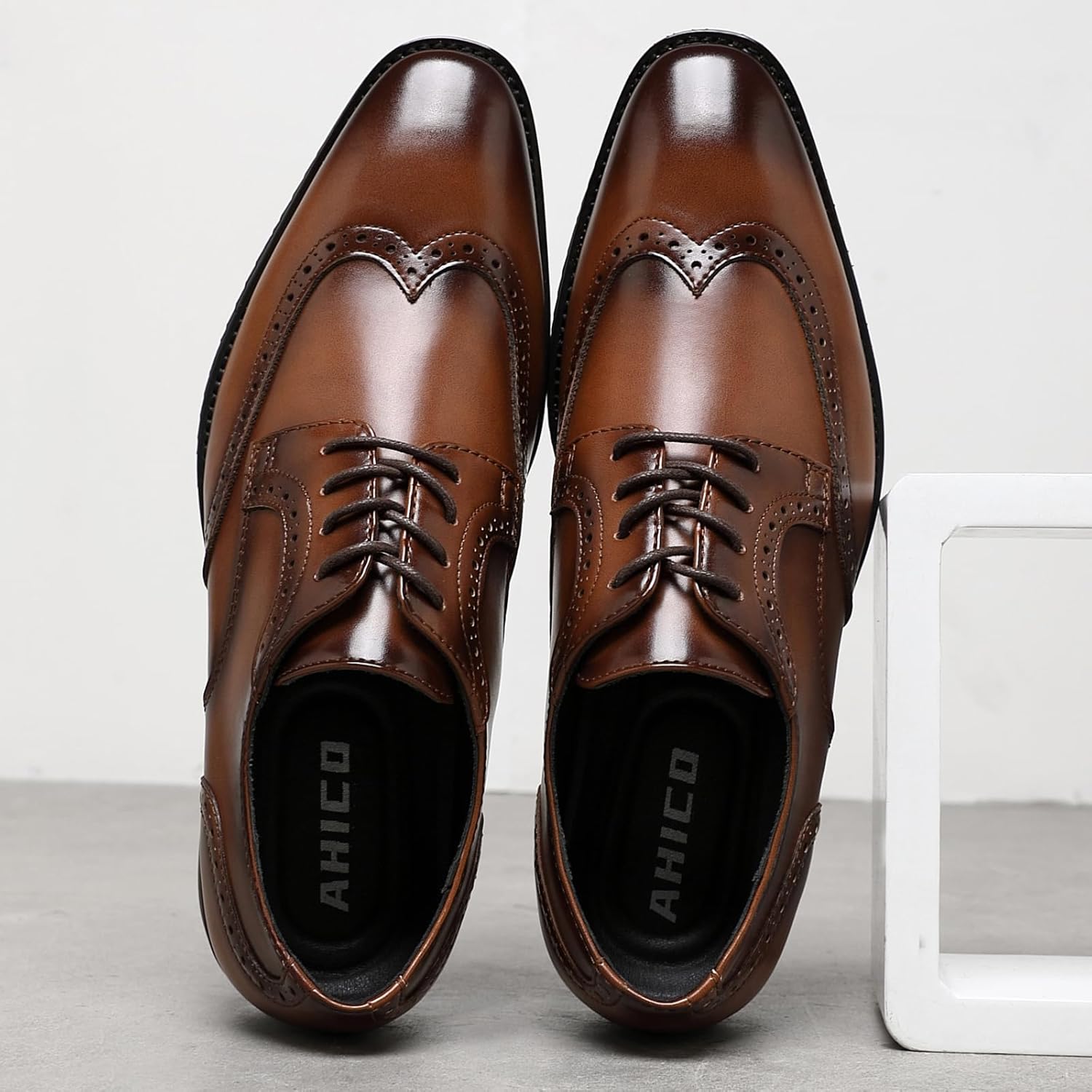 Alternative view of Ahico Men's Dress Shoes Formal Business Lace Up Oxford Wingtip Derby Shoes