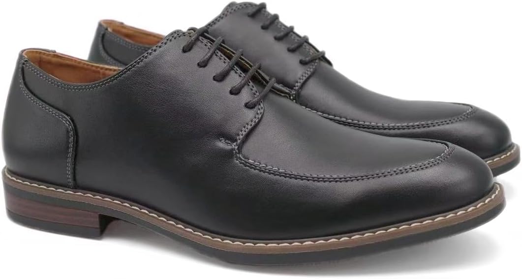 Finishing & Sewing Men's Moc Toe Lace Up Oxford Dress Shoes