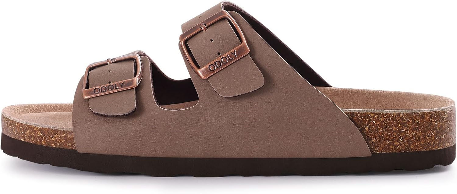 Alternative view of ODOLY Unisex Cork Footbed Slide Sandal, Arch Support Summer Outdoor Sandals with Adjustable Buckle for Women and Men