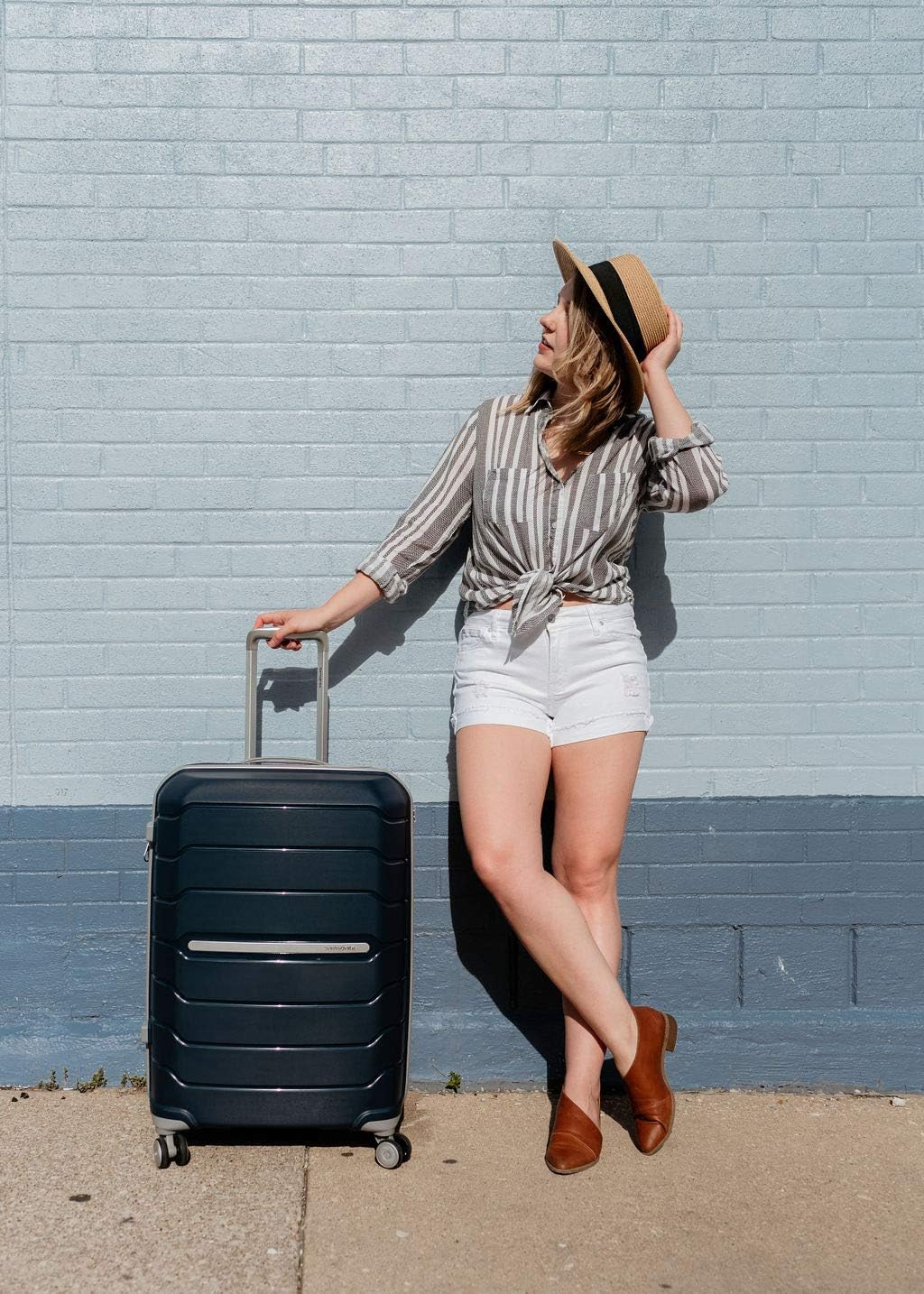 Samsonite Freeform 2-Piece Luggage Set - Carry-On & Large Checked Luggage with Dual Spinner Wheels - Durable Polypropylene Hardshell - TSA Lock, Airline-Approved - Expandable Hard Shell - Navy