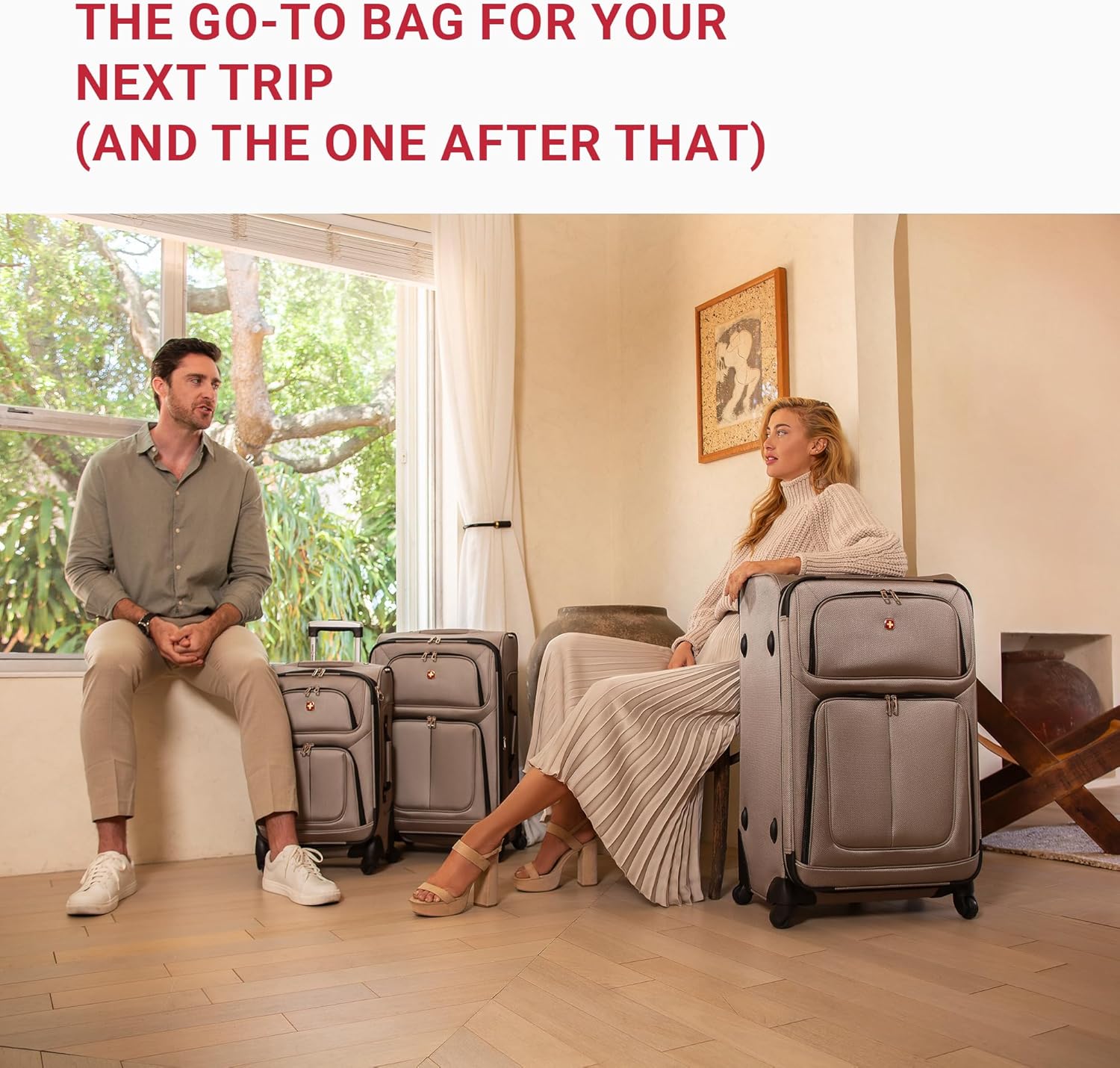 SwissGear Sion Softside Expandable Luggage u2013 Medium Checked Suitcase with 360 Degree Wheels & Retractable Handle u2013 25 Inch, Perfect for 1-7 Night Trips u2013 Black