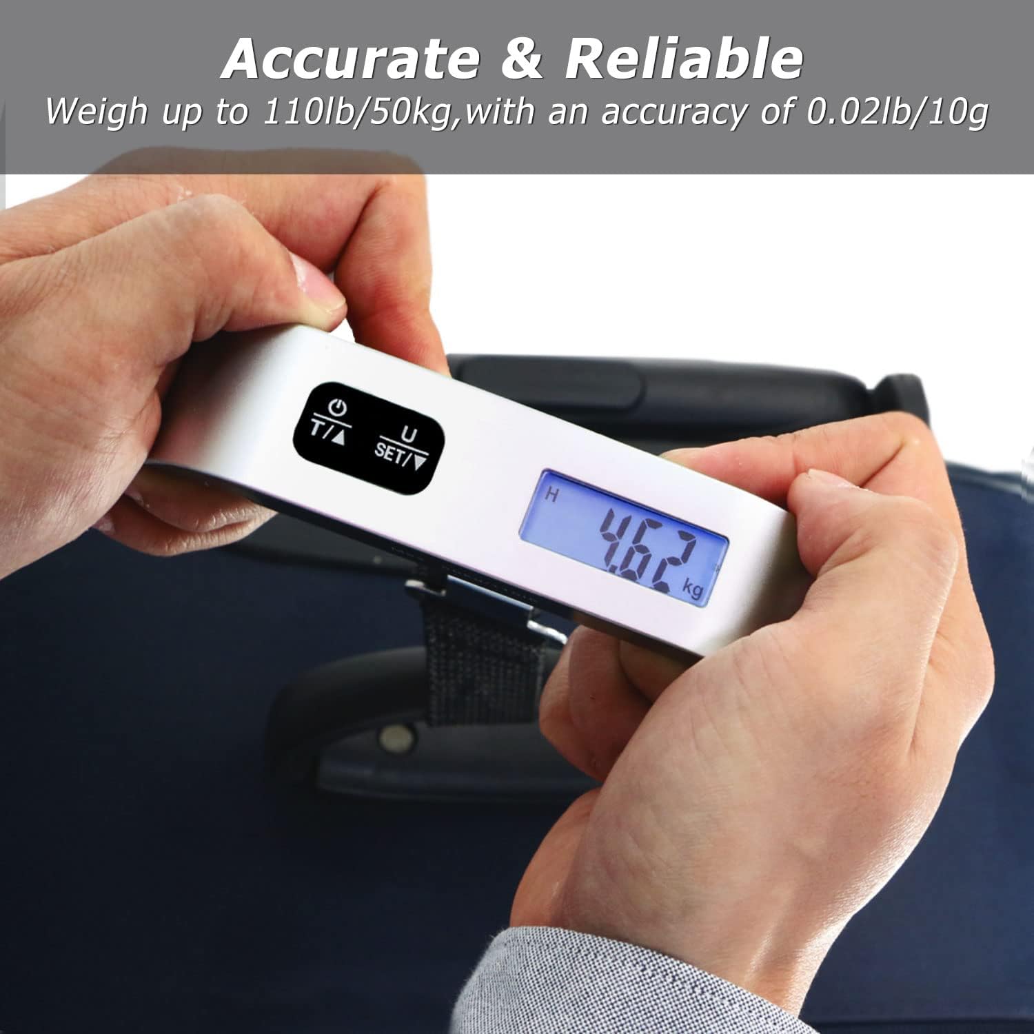 Alternative view of travel inspira Luggage Scale, Portable Digital Hanging Baggage Scale for Travel, Suitcase Weight Scale with Rubber Paint, 110 Pounds, Battery Included