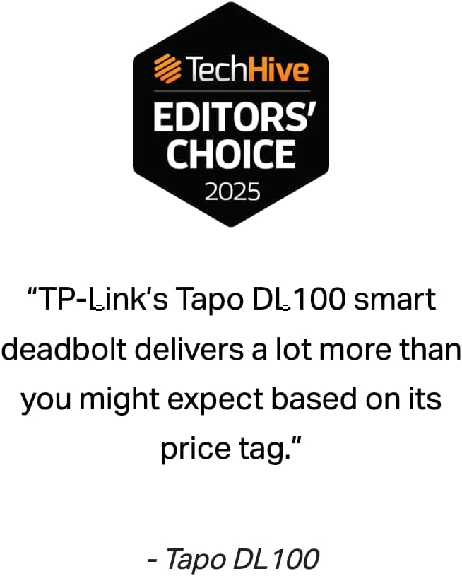 Tapo Smart Wi-Fi Deadbolt Door Lock u2013 Keyless Tactile Buttons, Customized Access with in-App Monitoring, Auto-Lock, IP54 Weatherproof, BHMA Grade 3, Compatible with Standard Door Sizes, Tapo DL100